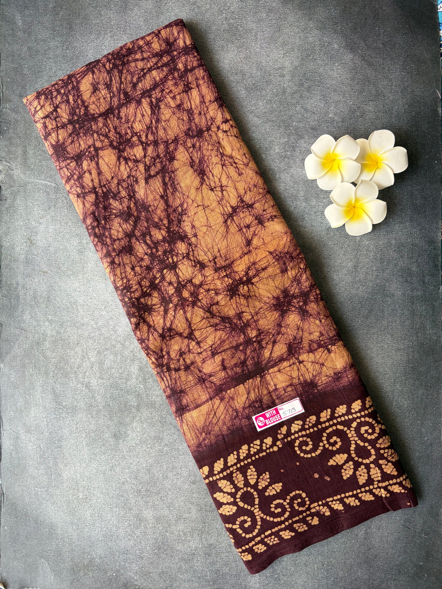 Soft Sungudi Saree with Border Dark Brown colour |TLL193