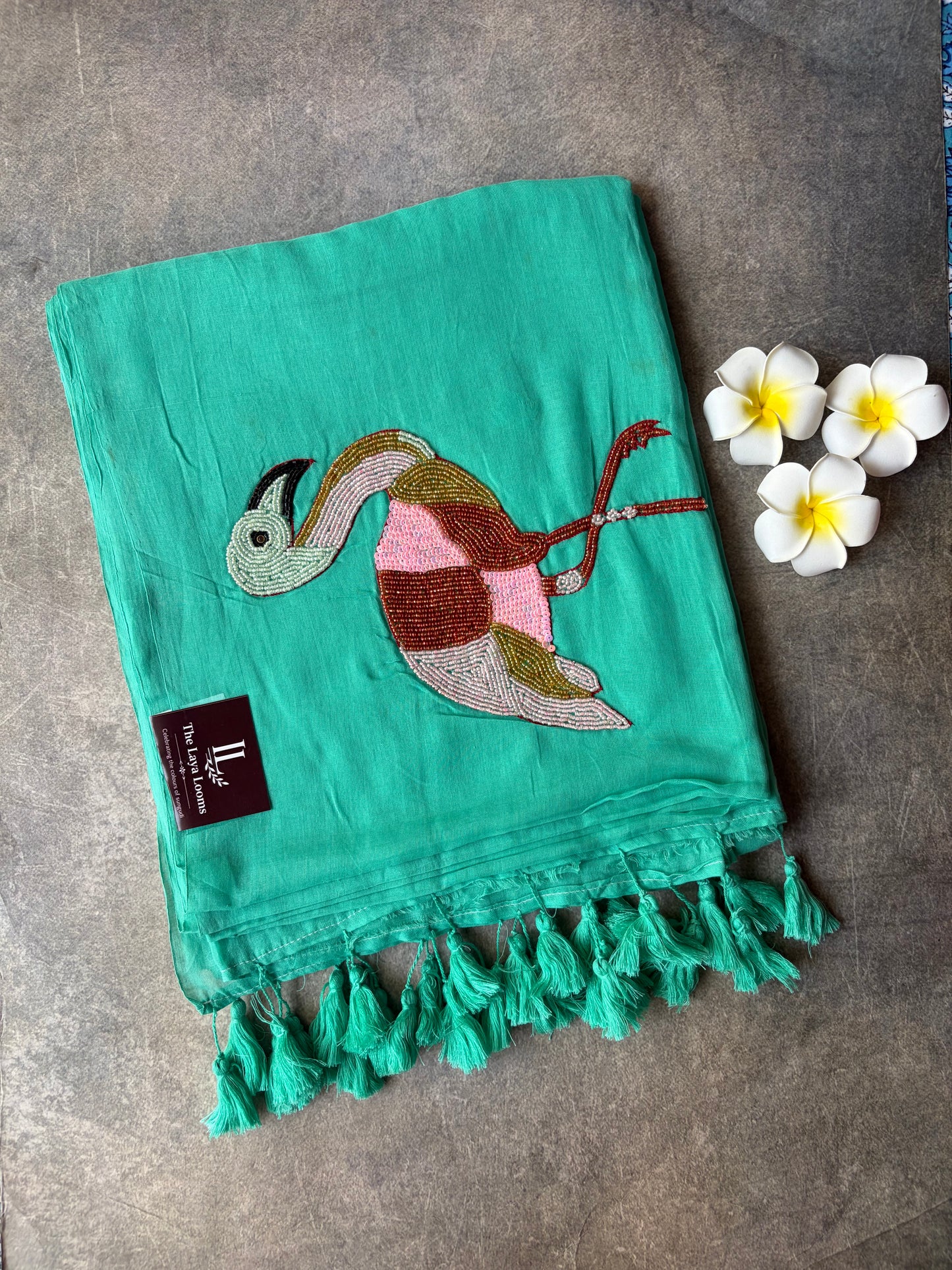 Swan Mul Mul Cotton Saree Green | TLL529