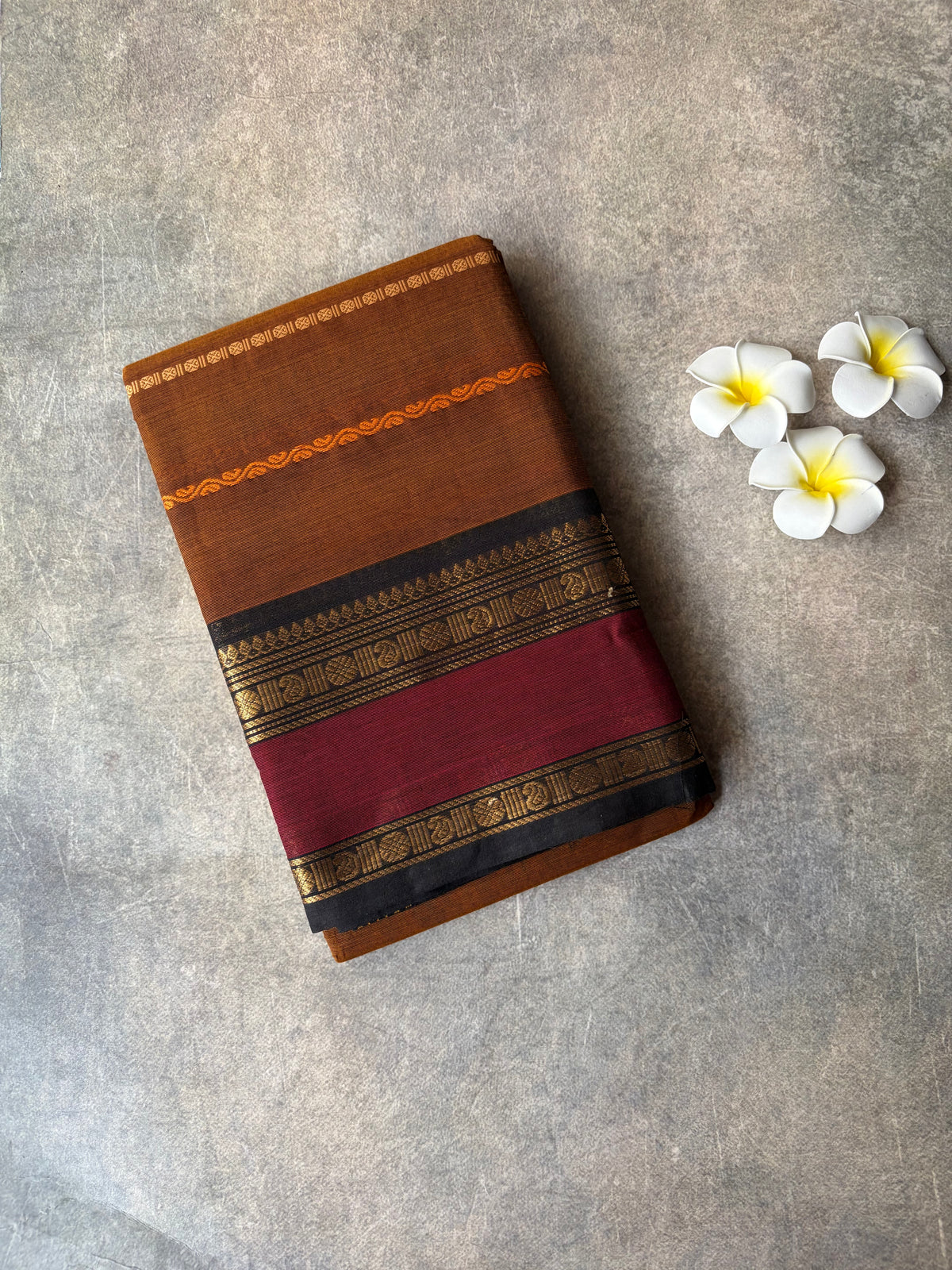 Kanchi Cotton Saree Velthari Brown | TLL696