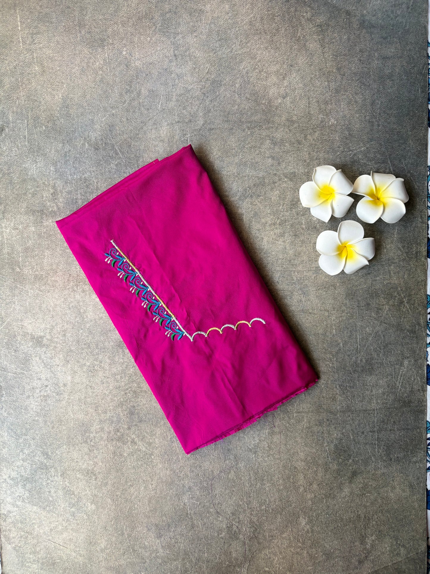 Embroidery Work Silk Blouse Piece Magenta | TLL354