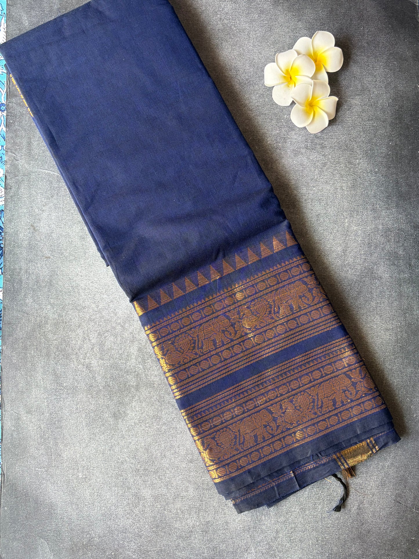 Kanchi Cotton Saree Navy Blue colour | TLL190