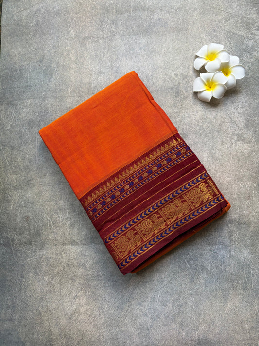 Kanchi cotton - Rust Orange and marron border
