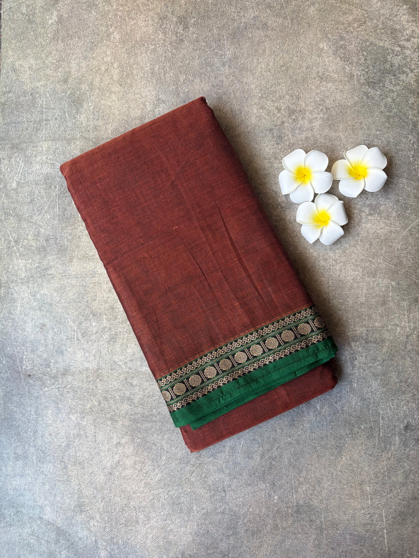 Narayanpet Cotton Saree Reddish-Brown | TLL456