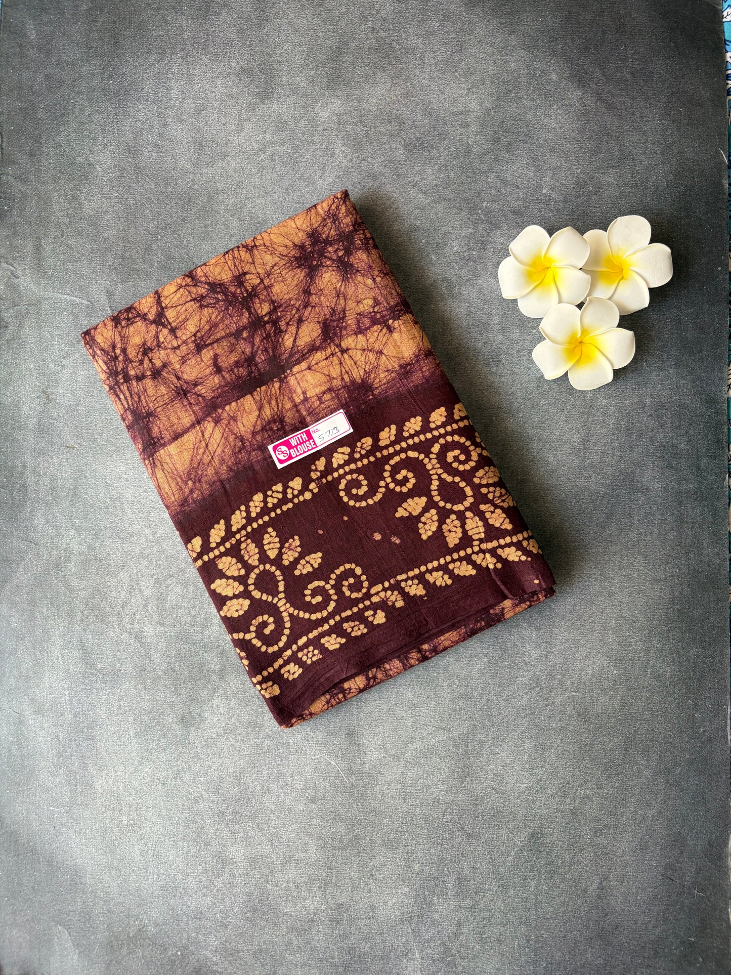 Soft Sungudi Saree with Border Dark Brown colour |TLL193