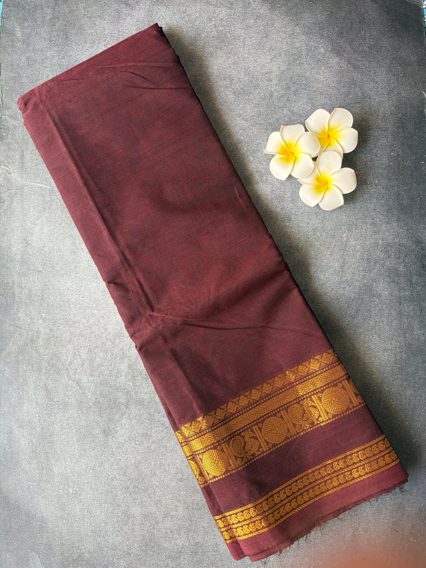 Kanchi Cotton Saree Maroon Colour | TLL182
