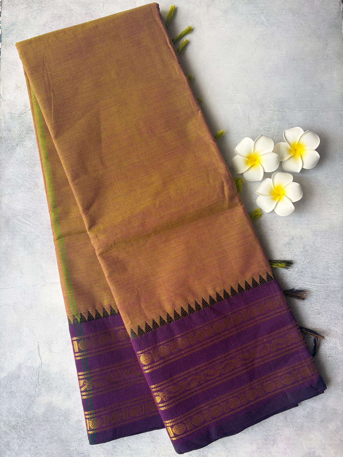 Kanchi Cotton Saree greenish Yellow | TLL255