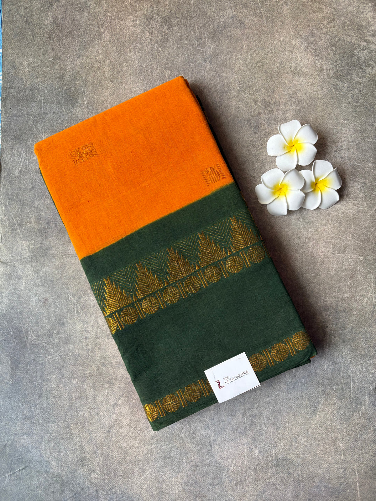 Peacock Zari Yellow with Green Border Sungudi Saree | TLL629