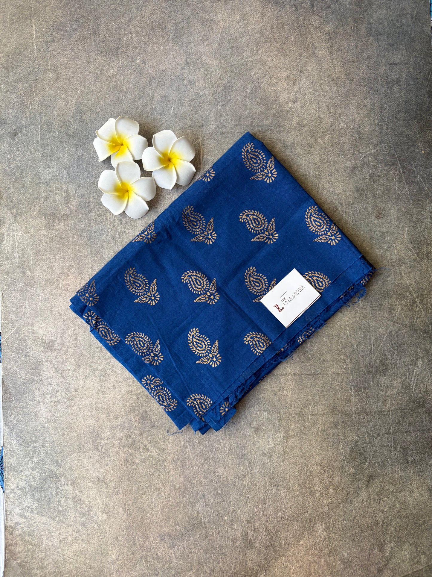 Blue Sungudi cotton Blouse Piece | TLL245