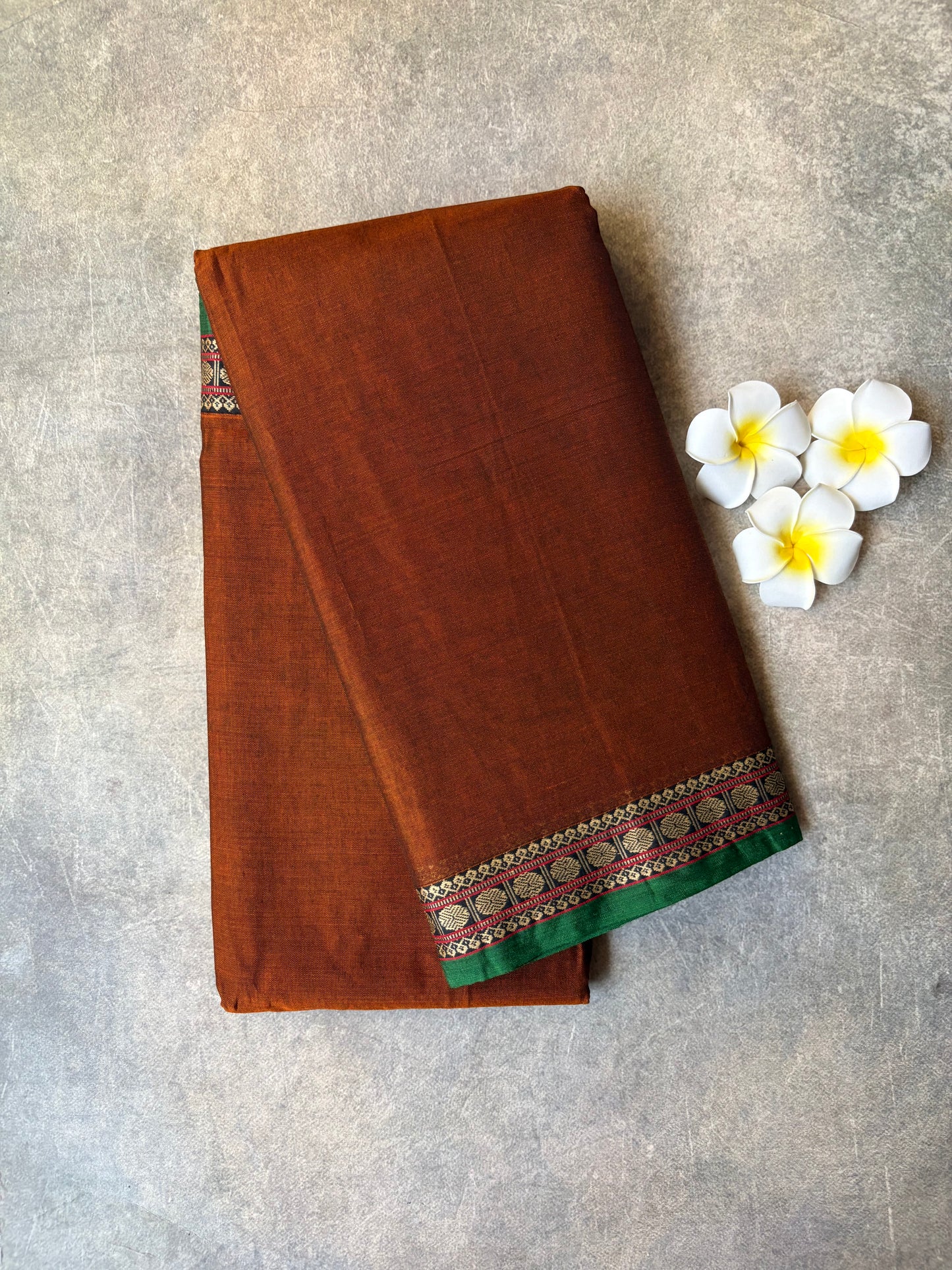 Narayanpet Cotton Saree Rust Brown | TLL442