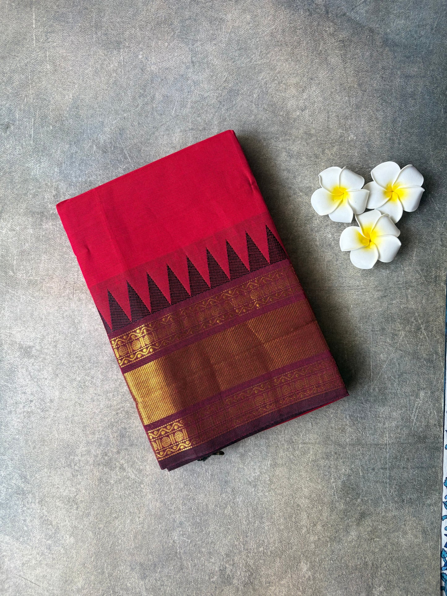 Kanchi Cotton Saree Red | TLL345
