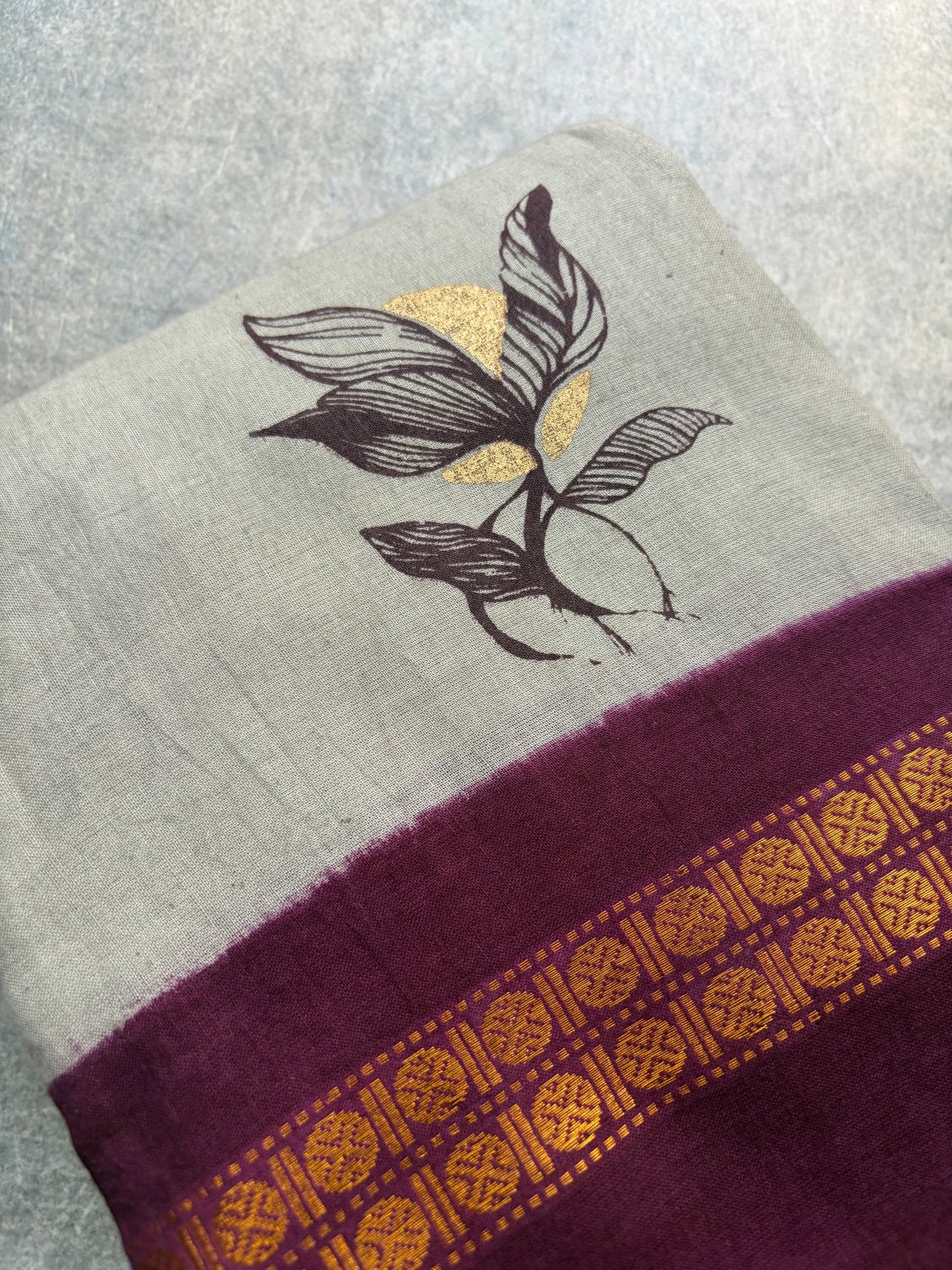 Soft Sungudi | Golden Moon Body with Grey