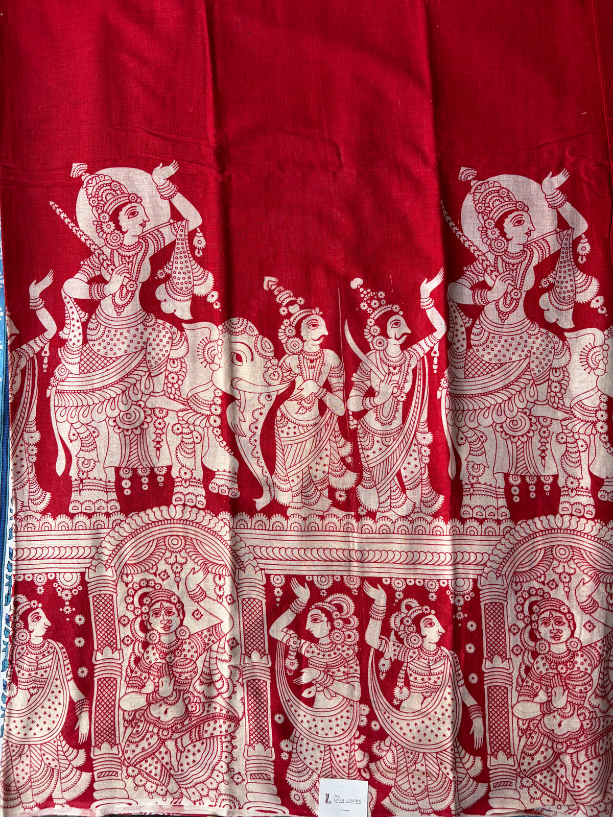 Traditional Kalamkari Soft Cotton Saree Red | TLL618