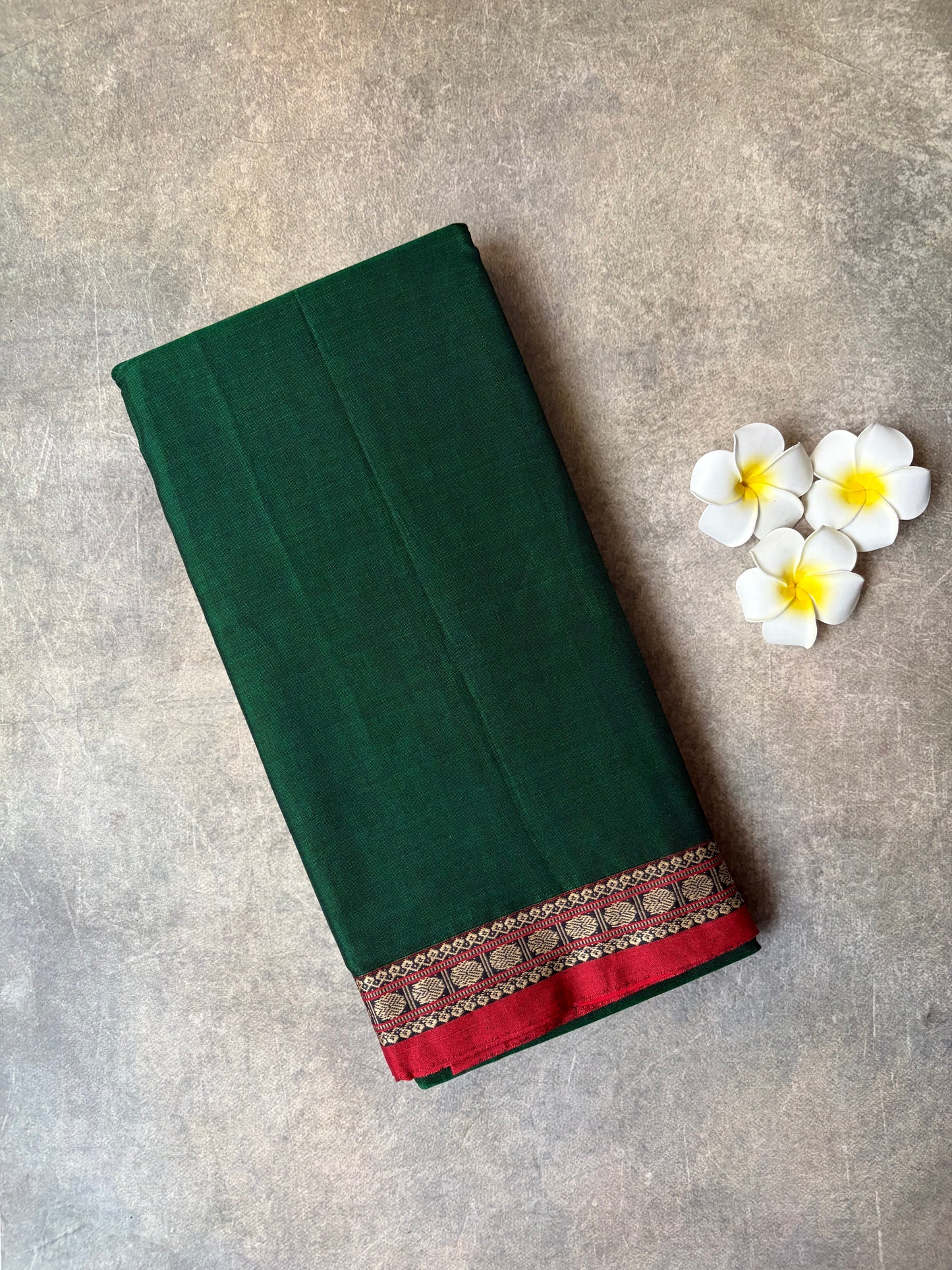 Narayanpet Cotton Saree Dark Green | TLL435