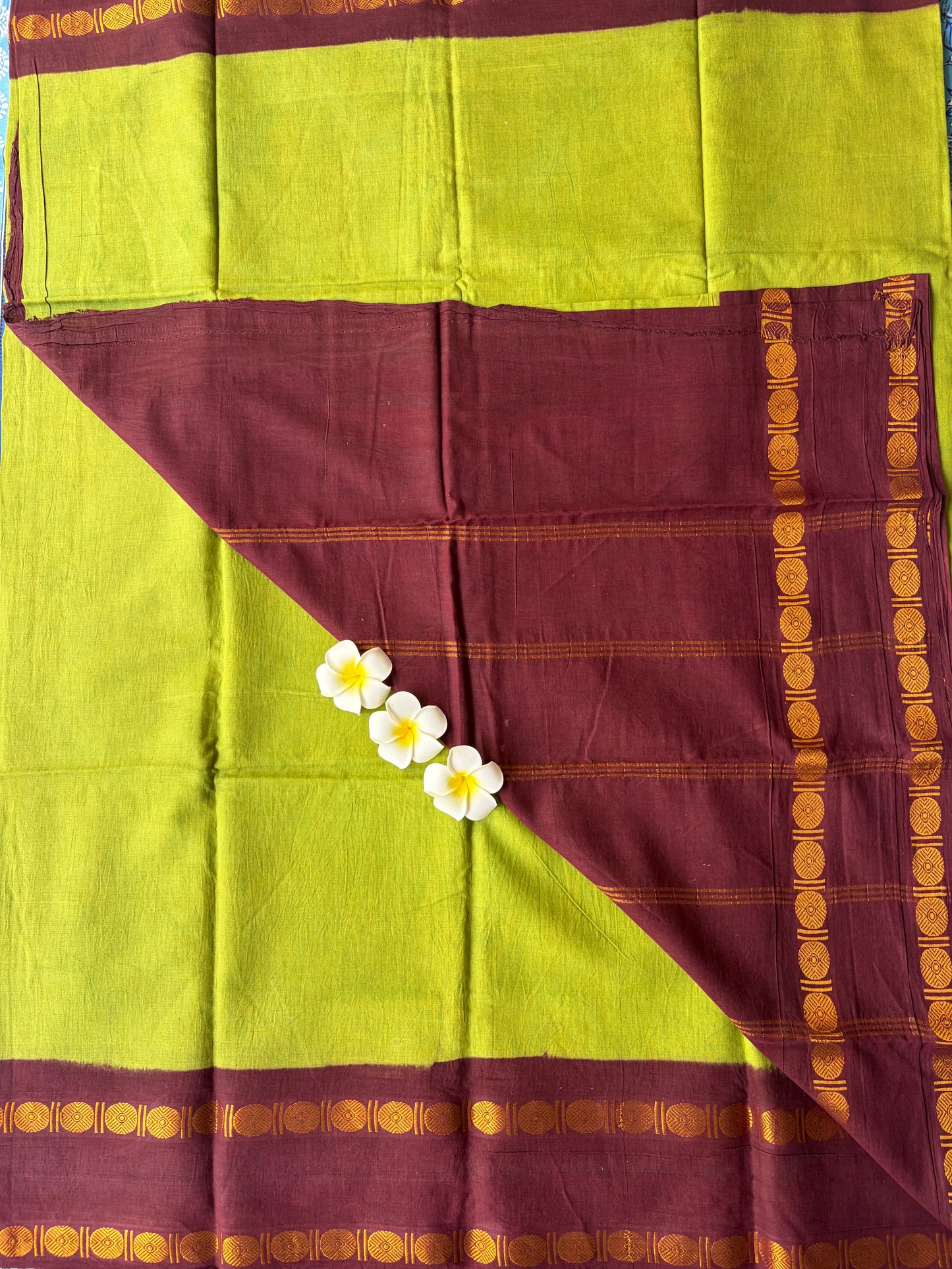 Light Green Sungudi Saree with Maroon Border | TLL183