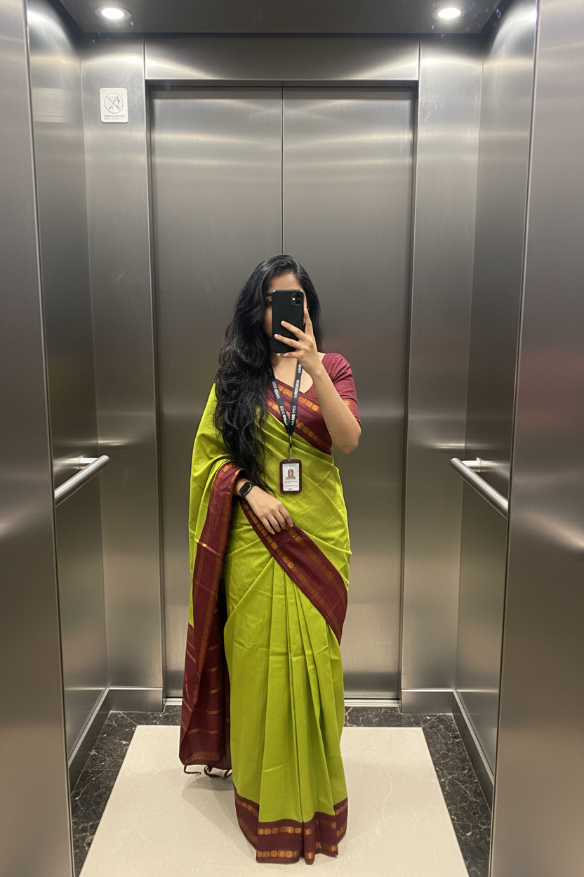 Light Green Sungudi Saree with Maroon Border | TLL183