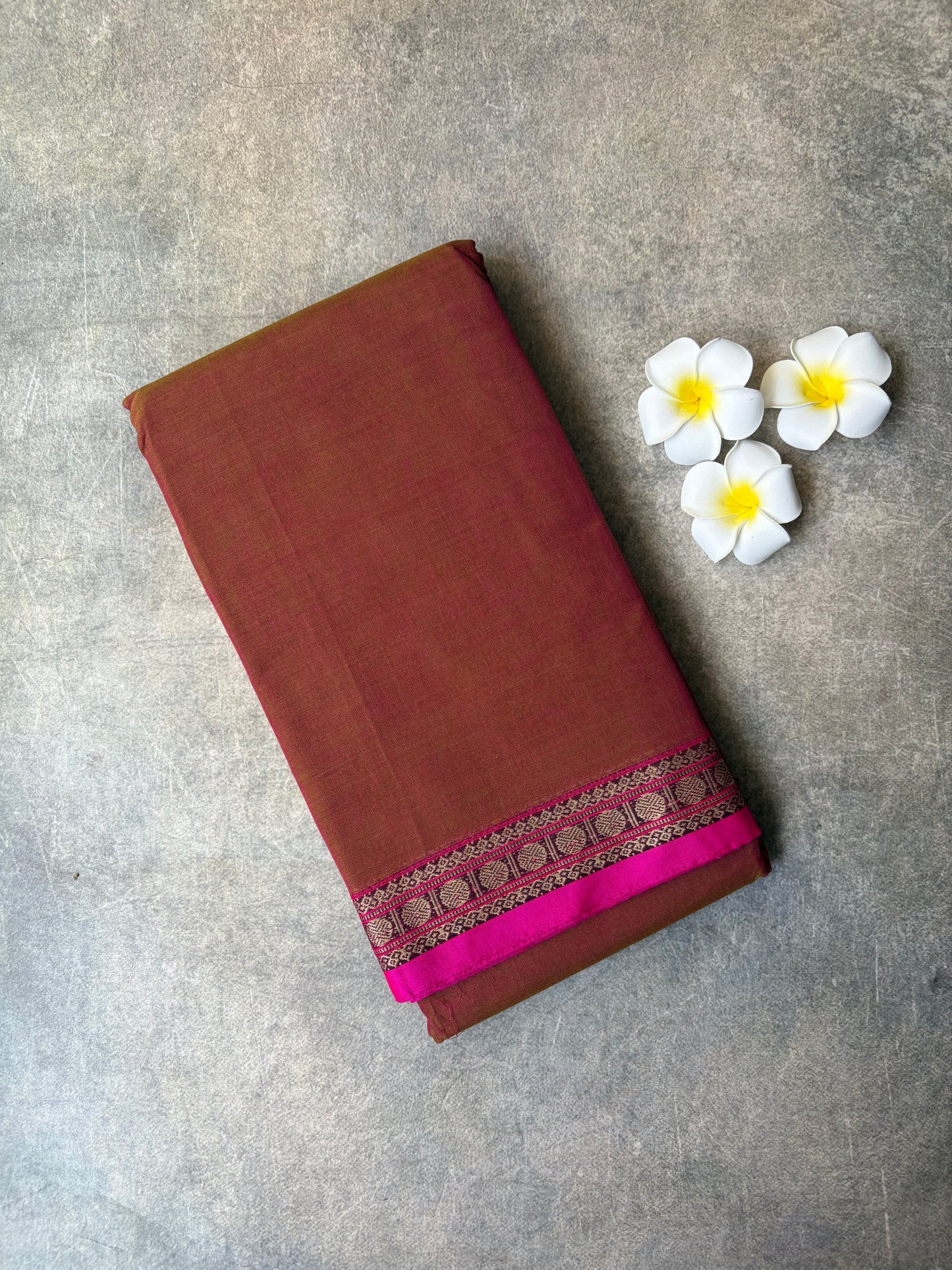 Narayanpet Cotton Saree Brown-Pink | TLL453