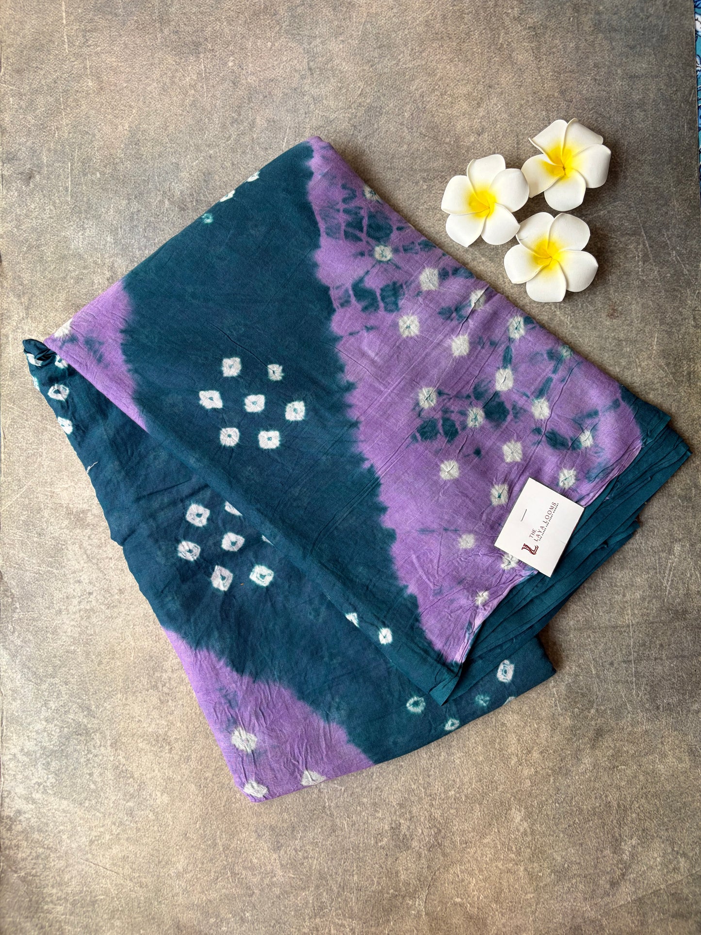 Bhandhini Cotton saree | Hand-knotted Sungudi Saree | Blue with Purple Colour | TLL196
