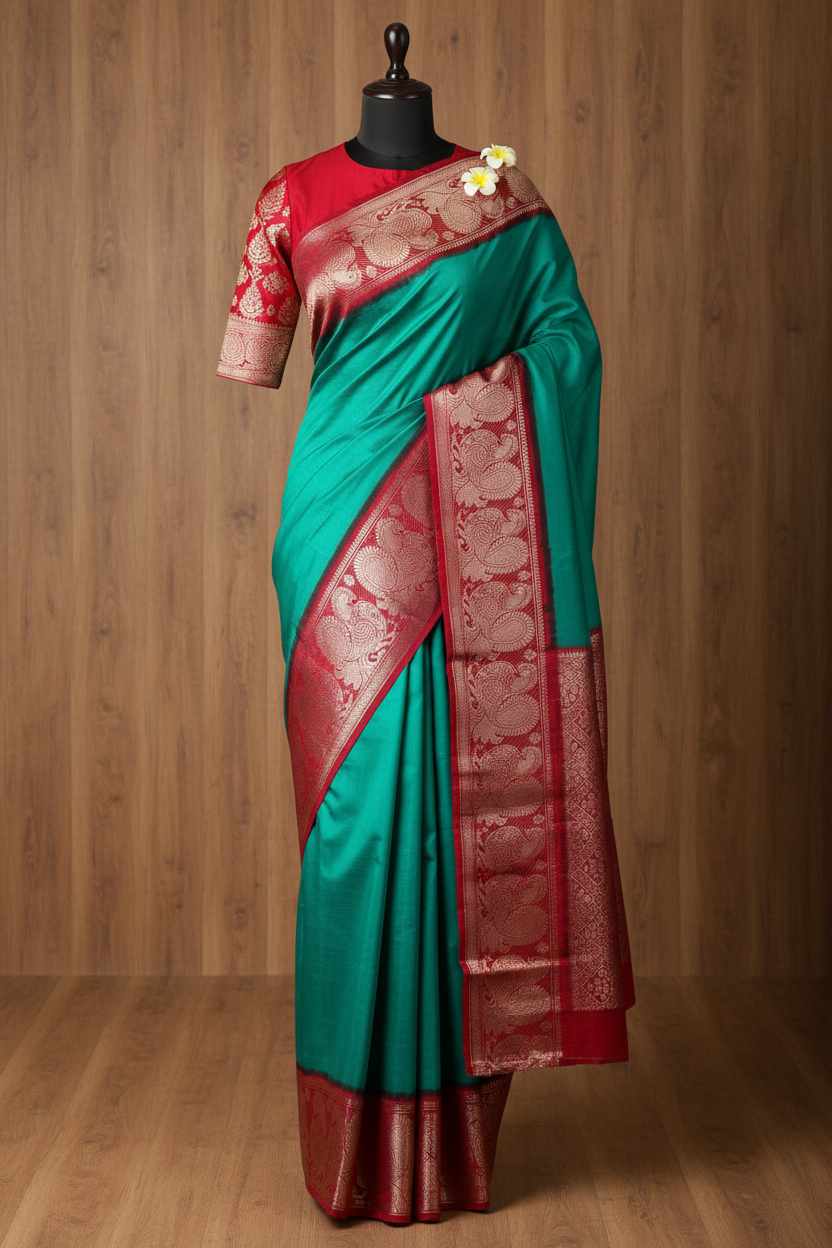 Big Border Sungudi Annam Design saree without Blouse
