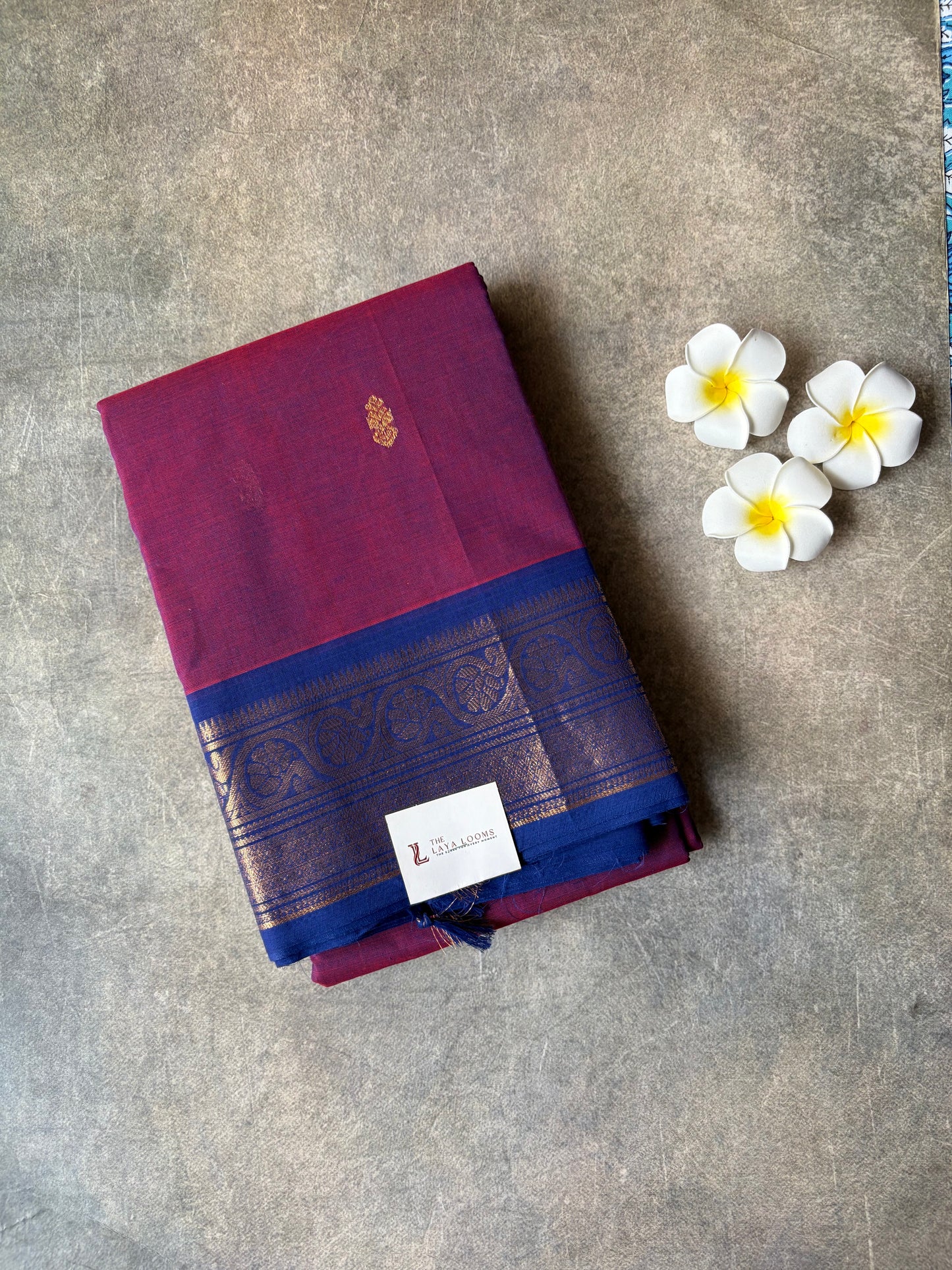 Bridal Collection Kanchi Cotton Saree Magenta with Royal Blue Border | TLL640