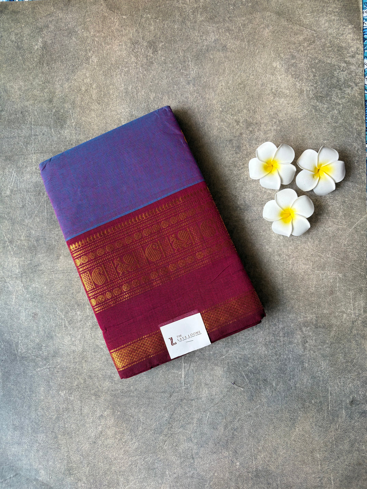 Kanchi Cotton Saree Purple and Blue | TLL655