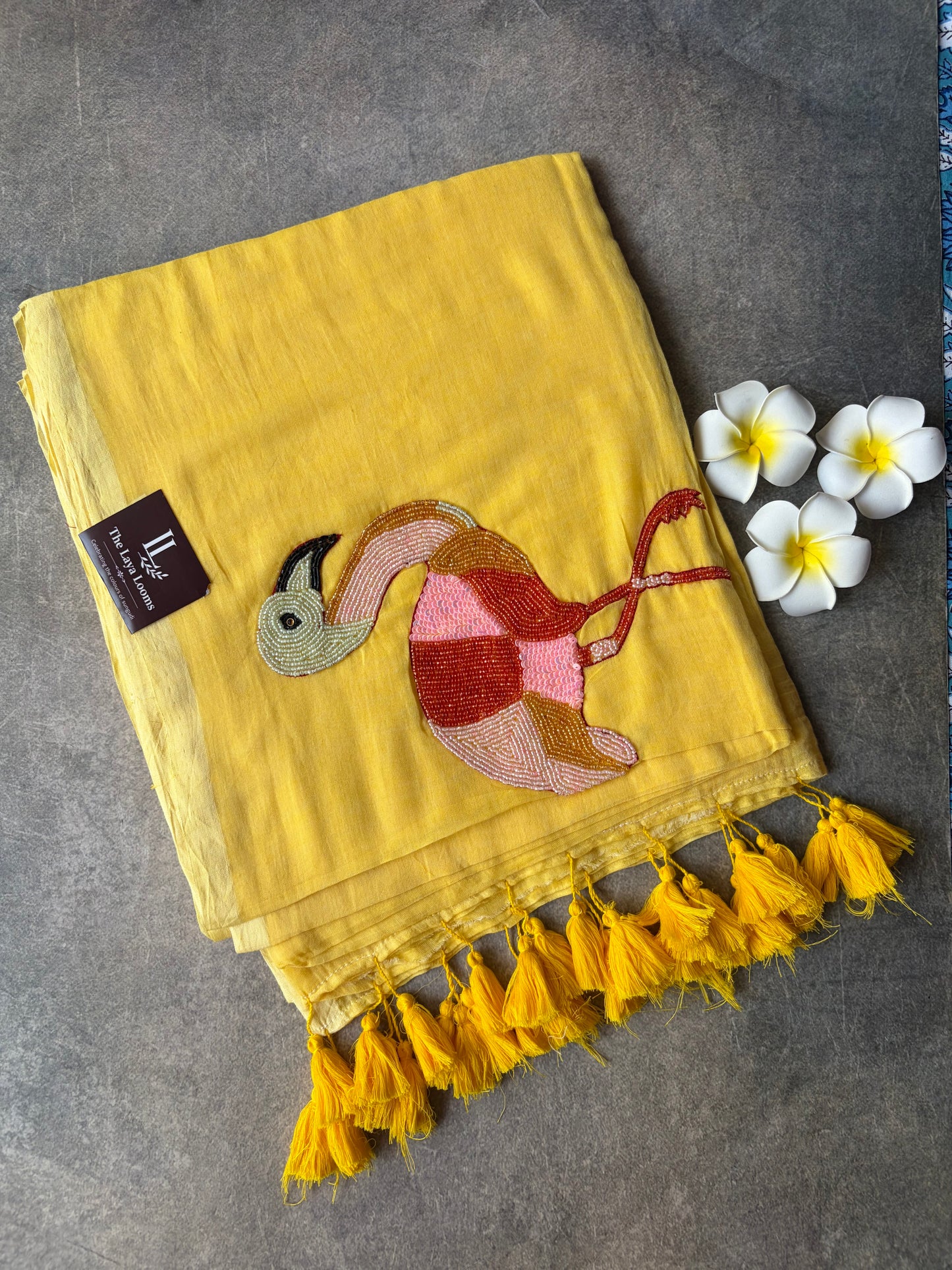 Swan Mul Mul Cotton Saree Yellow | TLL528