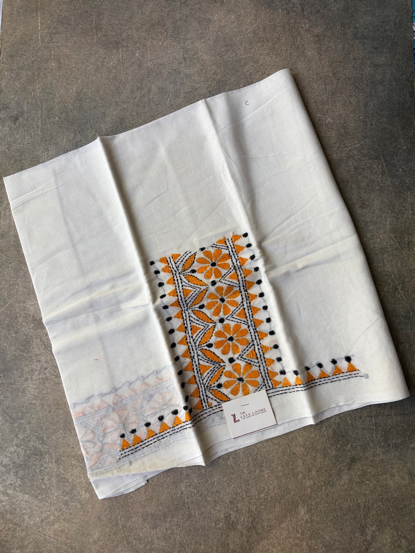 White  Sungudi Cotton Blouse Piece | TLL247