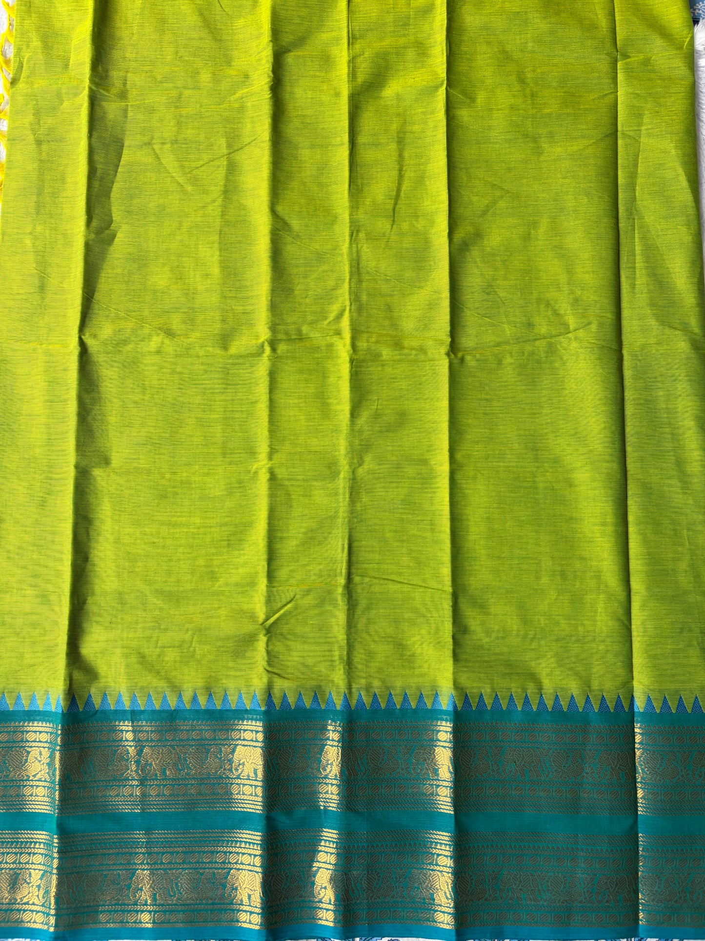 Kanchi Cotton Saree Light Green | TLL252