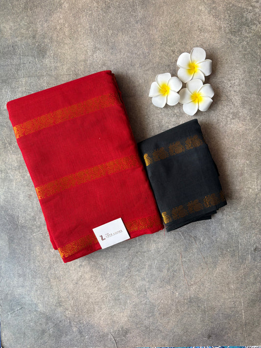 Velthari Sungudi Cotton Saree Red | TLL643