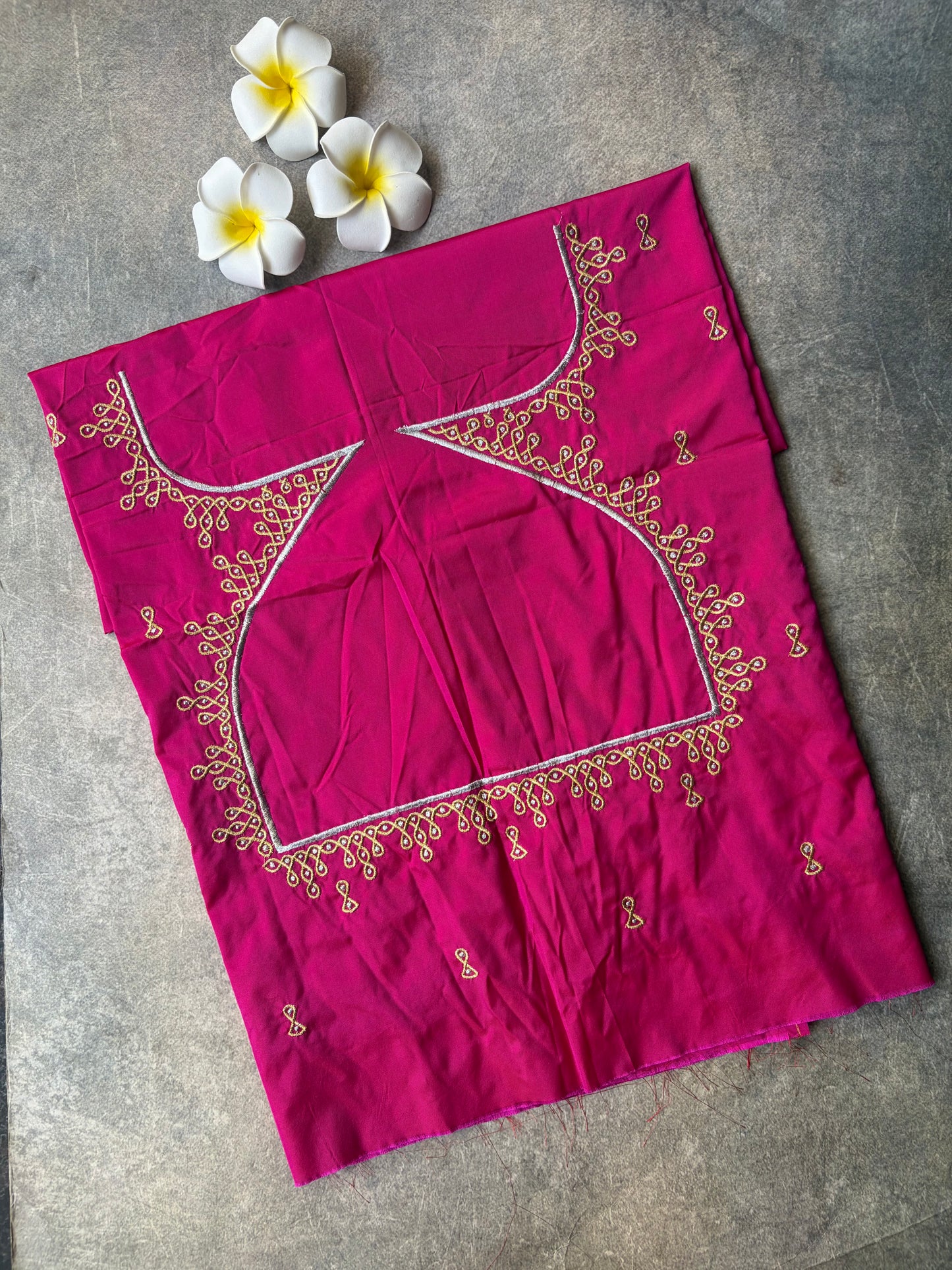 Kolam Embroidery Work Silk Blouse Piece Pink | TLL357