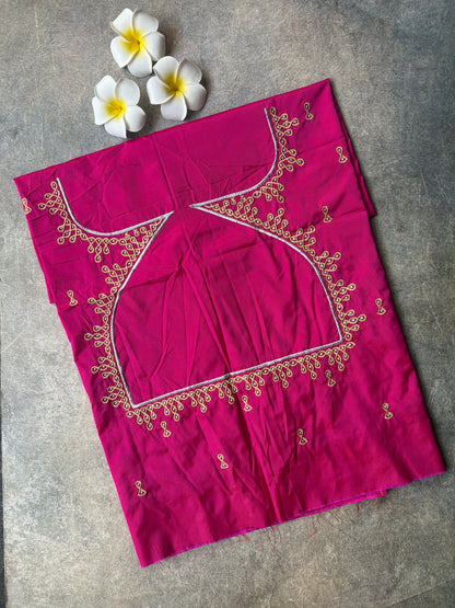 Kolam Embroidery Work Silk Blouse Piece Pink | TLL357