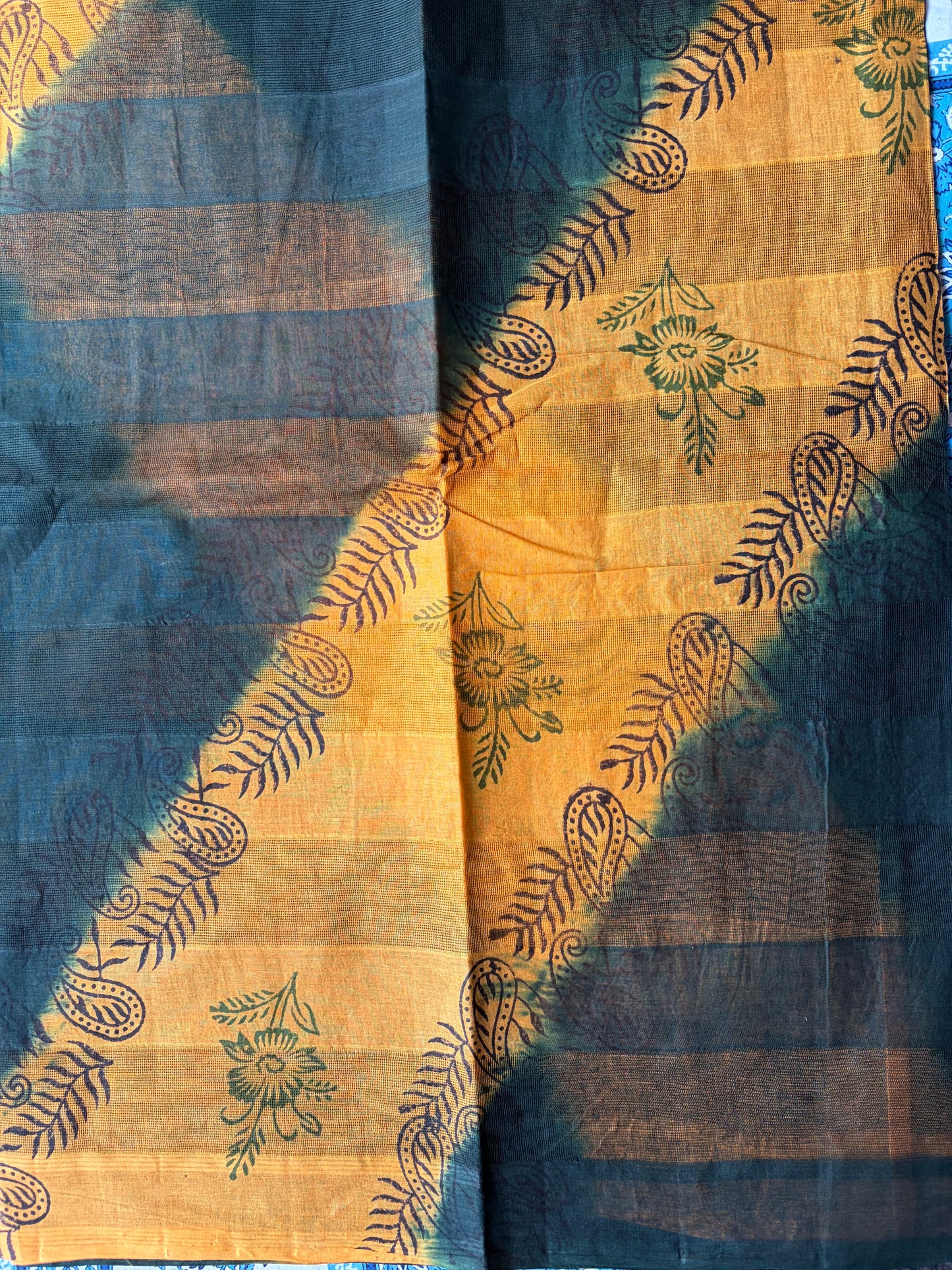 Green With Yellow Kota Cotton Saree | TLL587