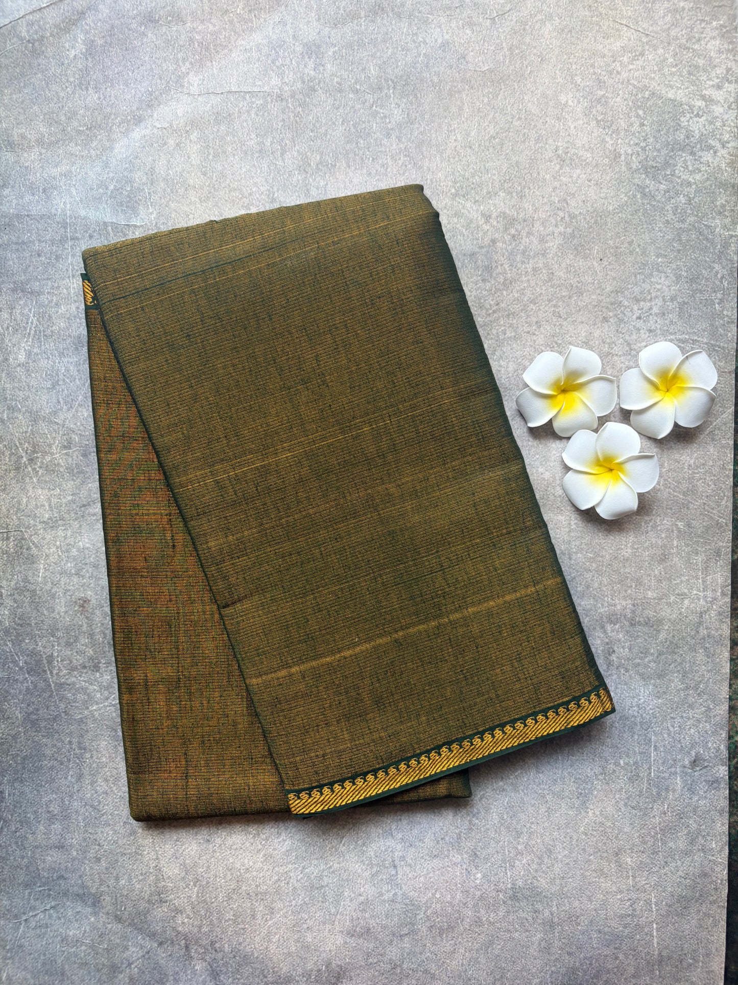 Tissue Sungudi Cotton Saree Dark Green | TLL383
