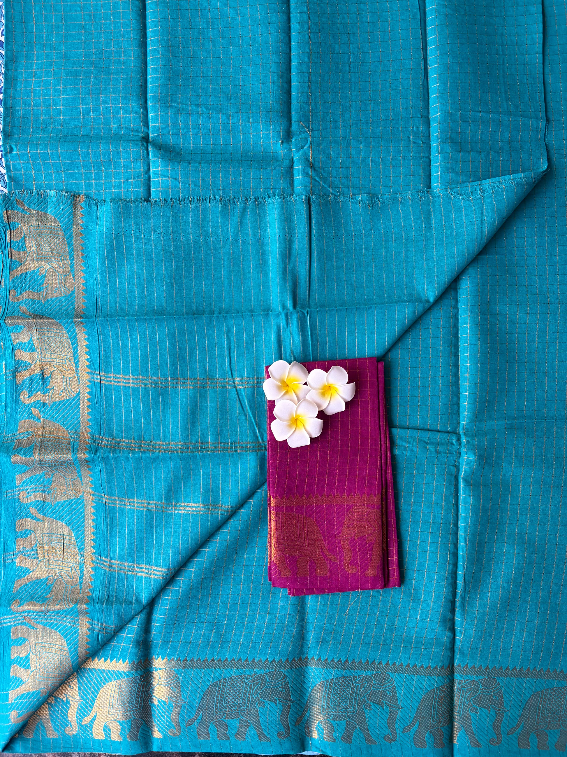 Checked SkyBlue With Pink Blouse