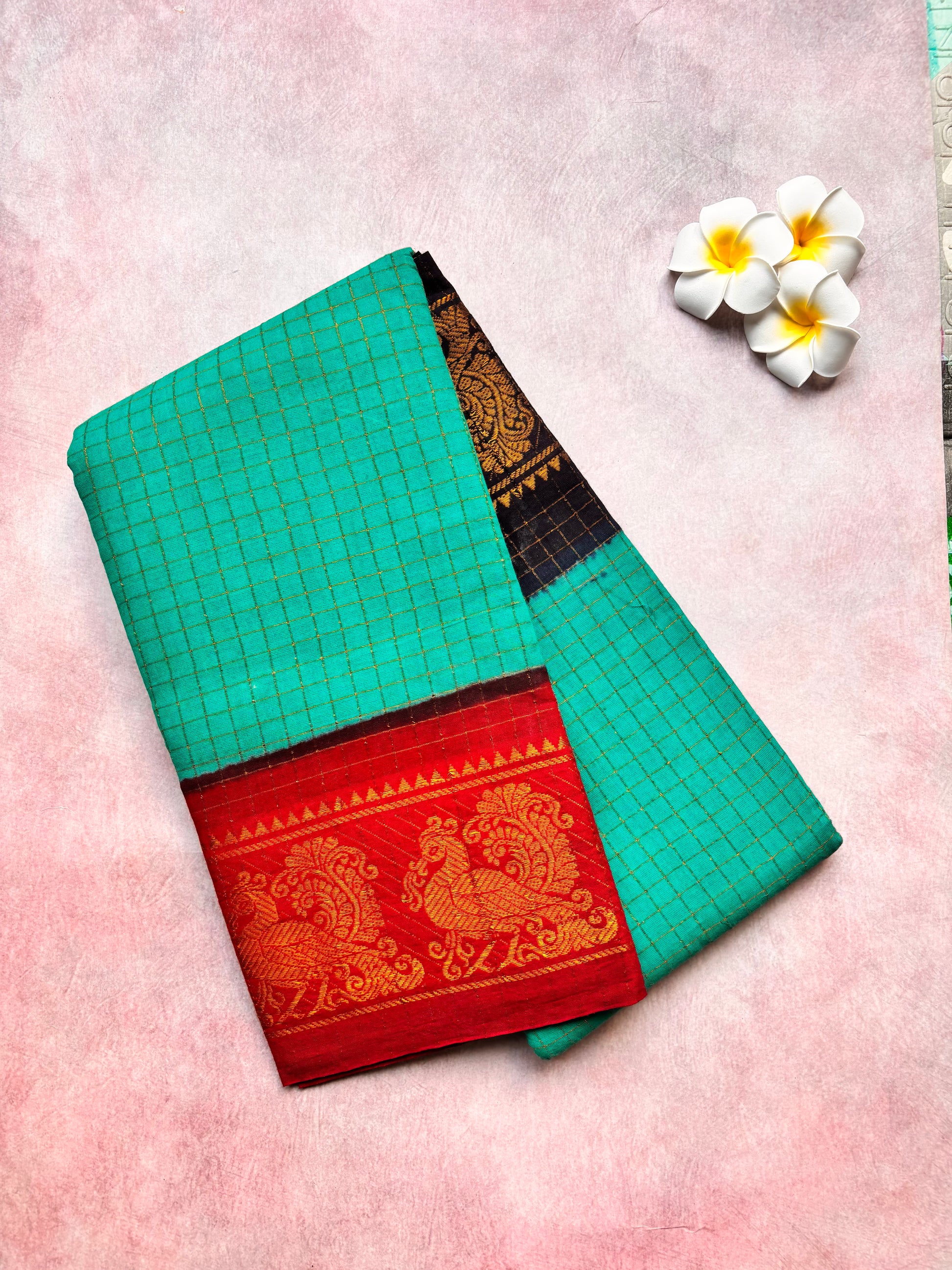 Checked Sungudi Sarees Double Border