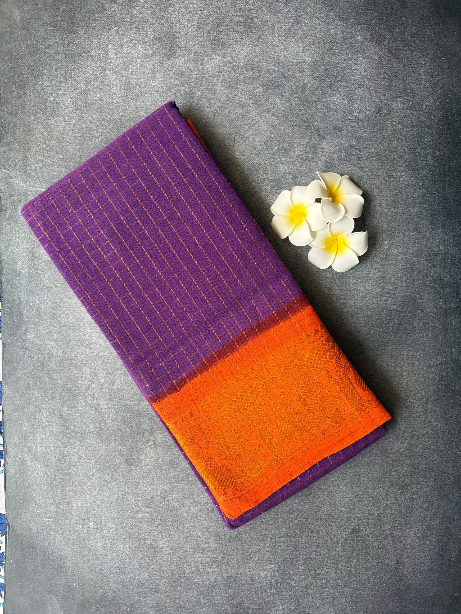 Checked sungudi Sarees purple