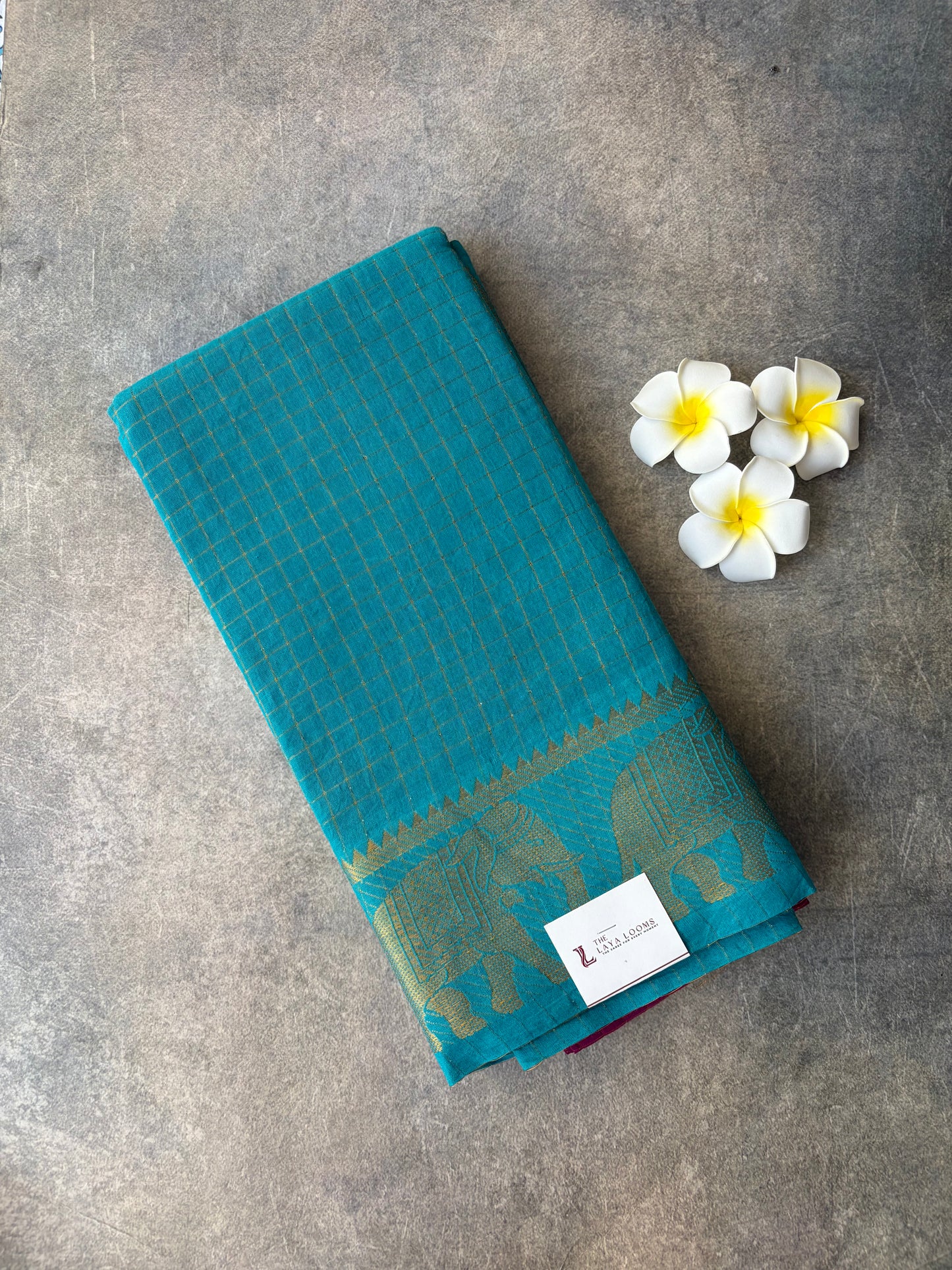 Checked sungudi saree sky blue