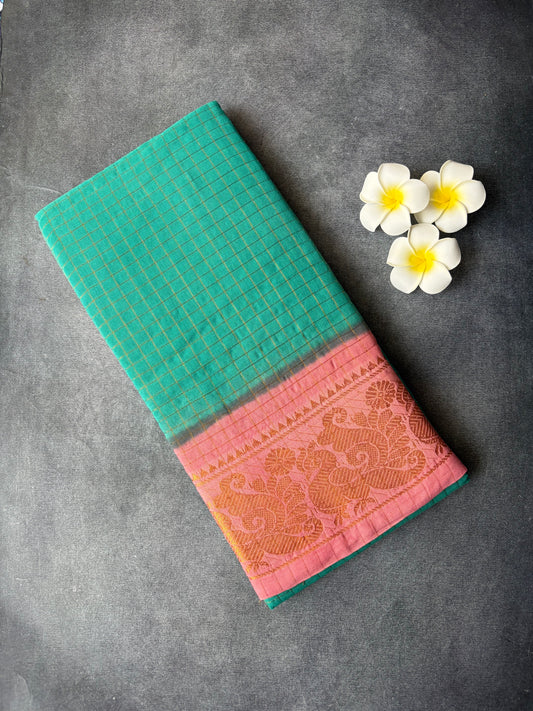 Checkeed Annam Design Sungudi Sarees