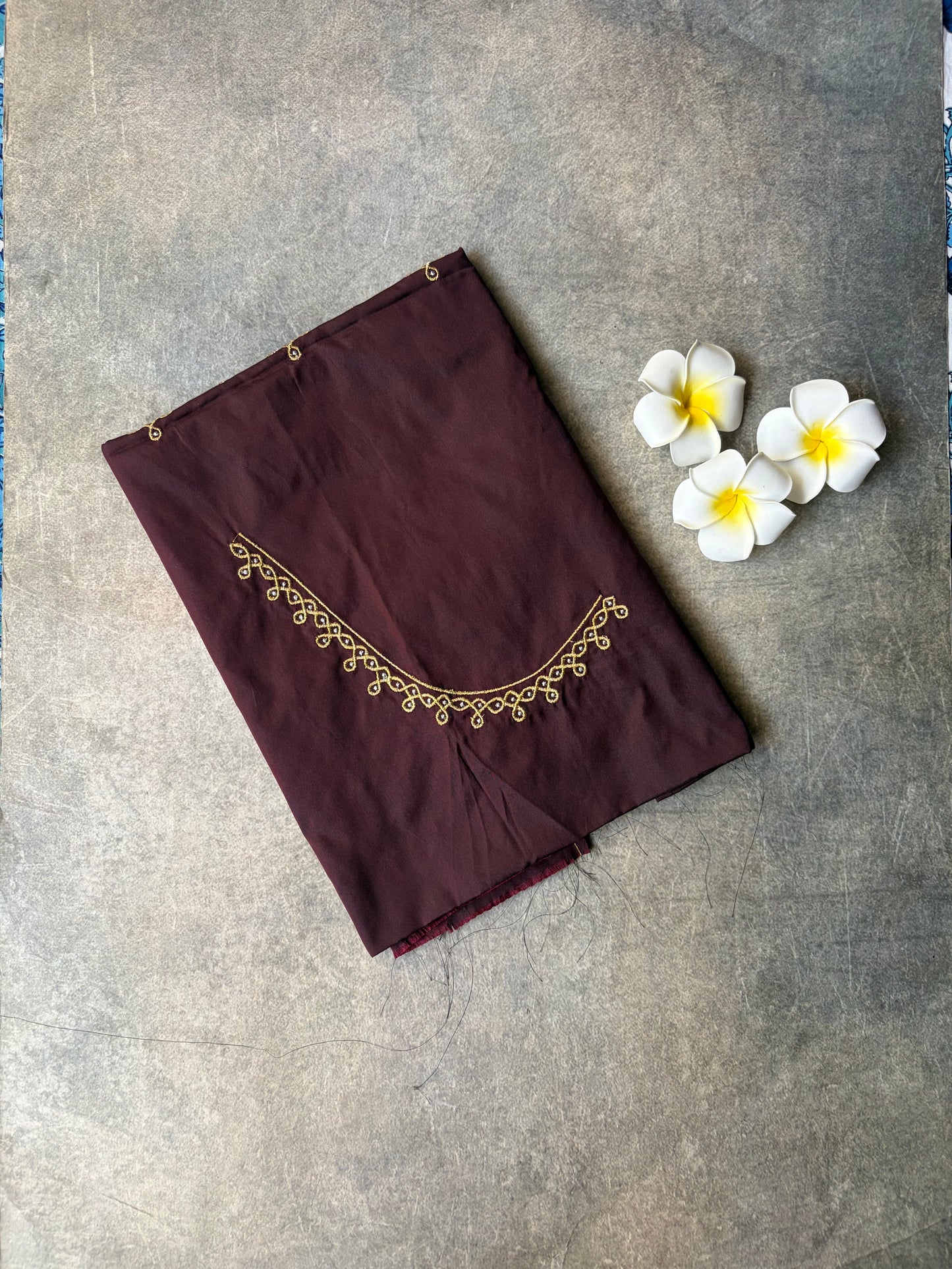 Kolam Embroidery Work Silk Blouse Piece Dark Maroon | TLL355