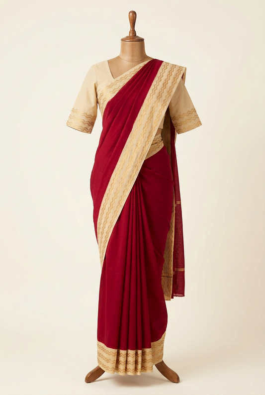 Plain Sungudi Cotton Saree Red | TLL308