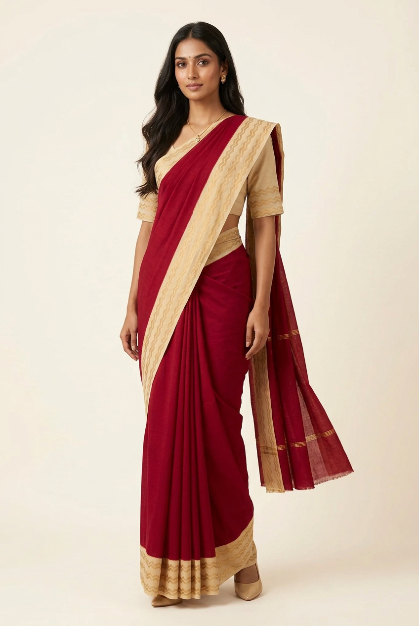 Plain Sungudi Cotton Saree Red | TLL308