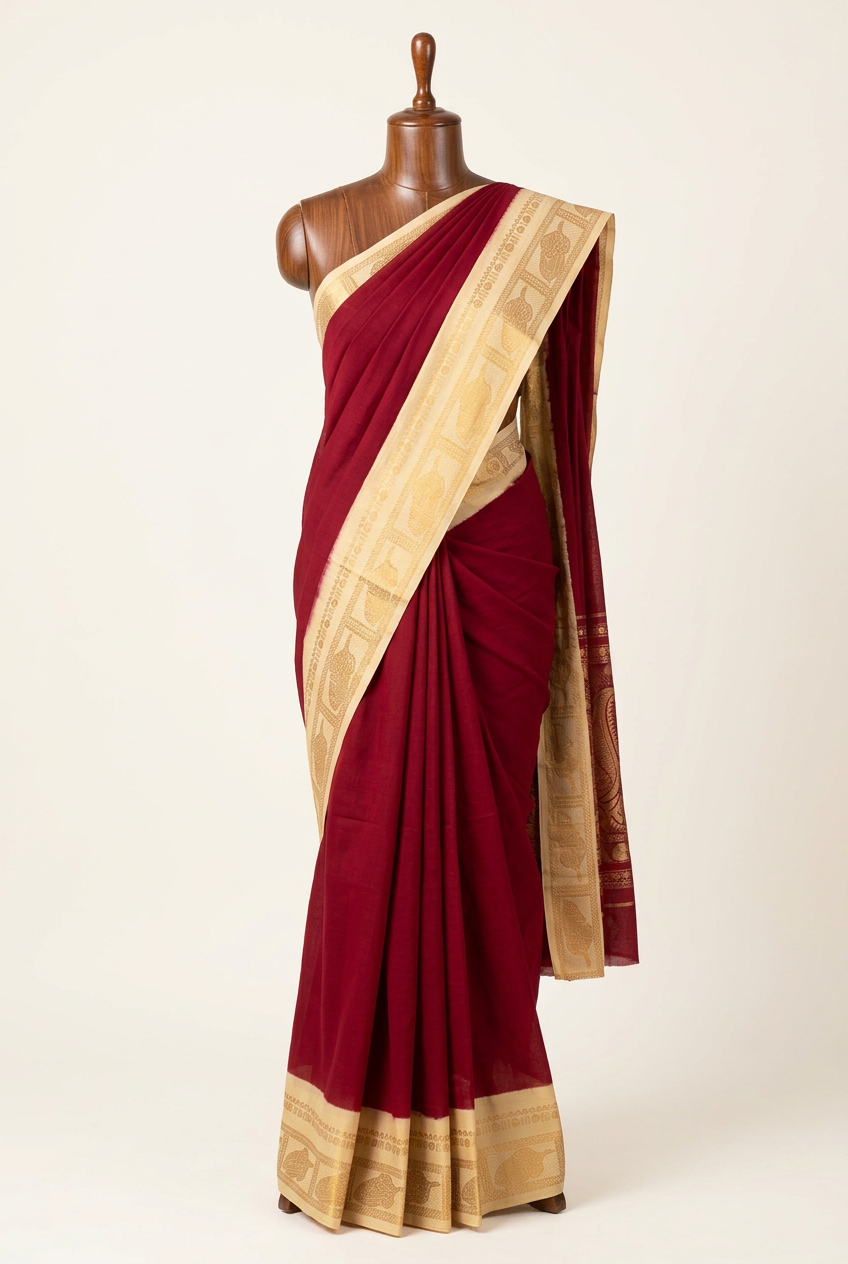 Plain Sungudi Cotton Saree Red | TLL302