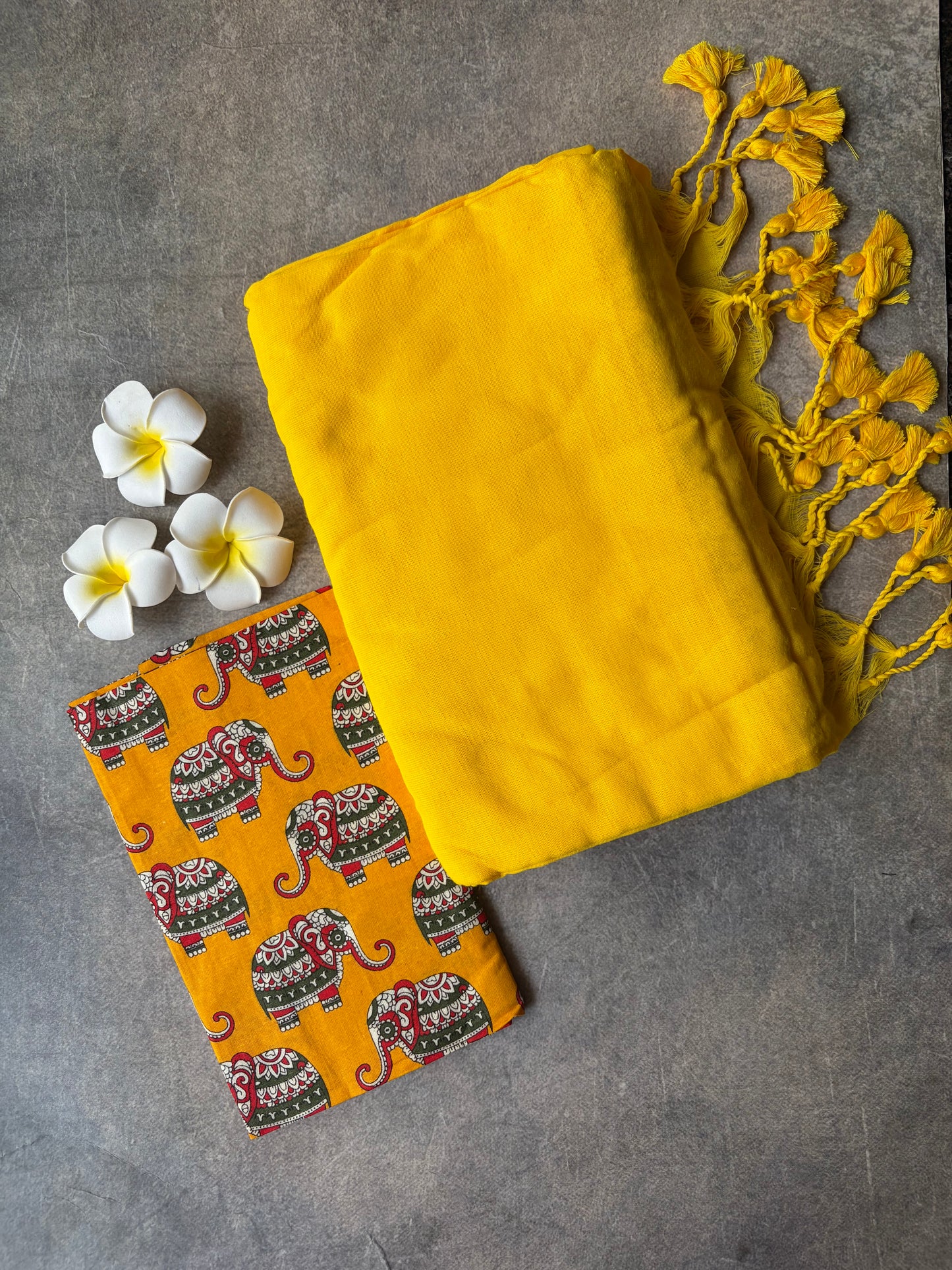 Khadi Cotton Saree Yellow | TLL728