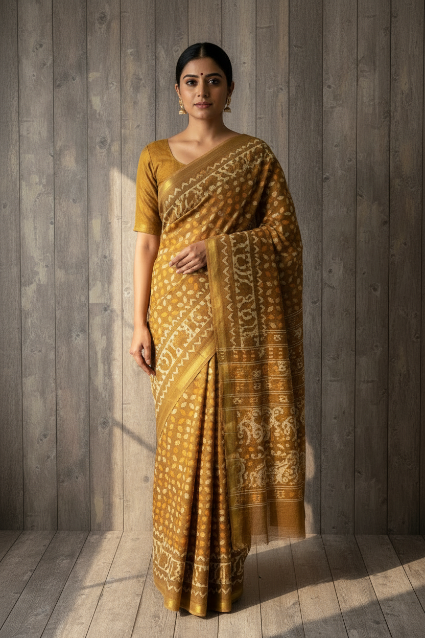Daily Wear Soft Cotton Saree Mustard Yellow Under Budget | TLL225