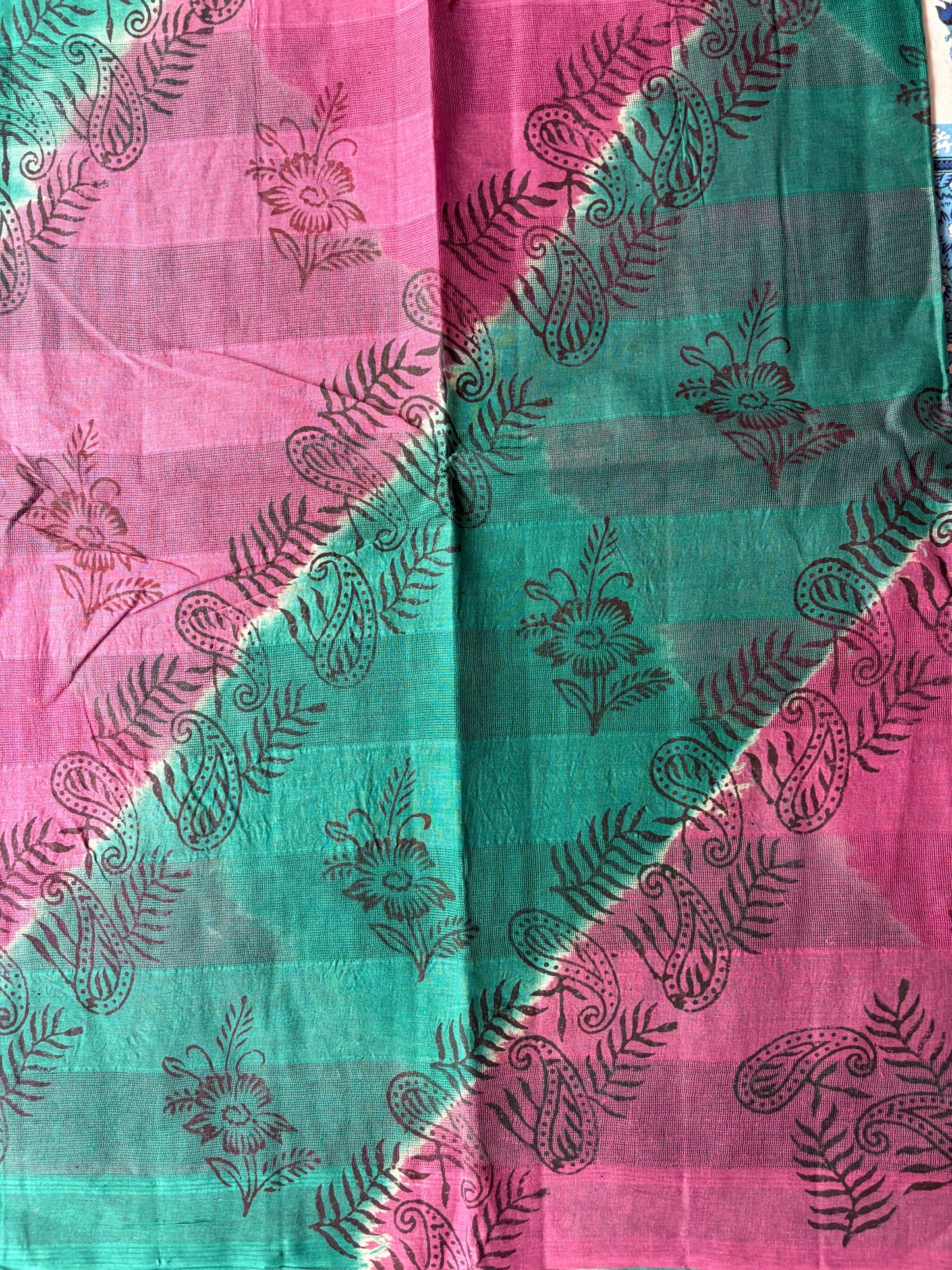 Green with Purple Kota Cotton Saree | TLL590