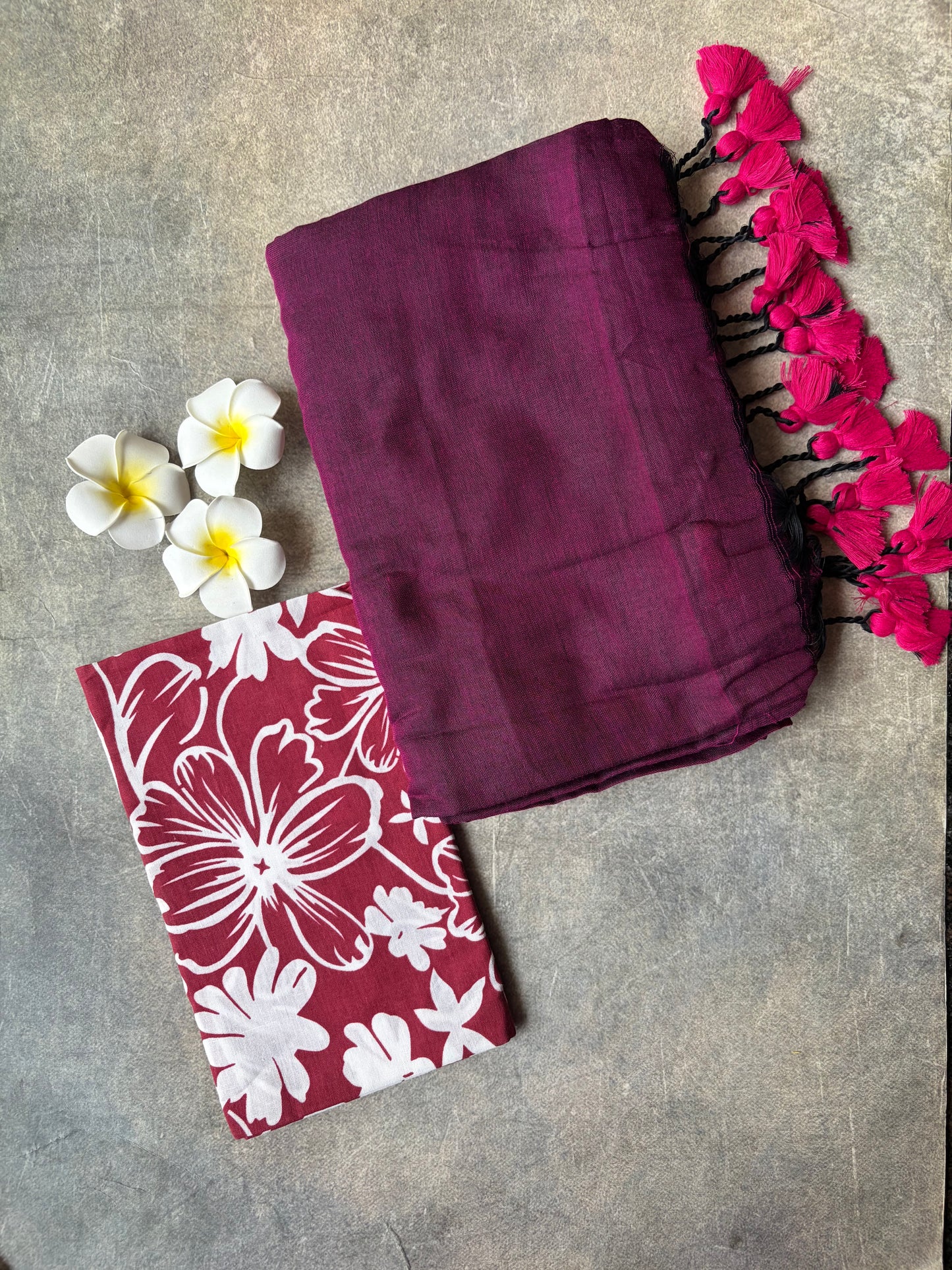 Khadi Cotton Saree Deep Maroon | TLL723