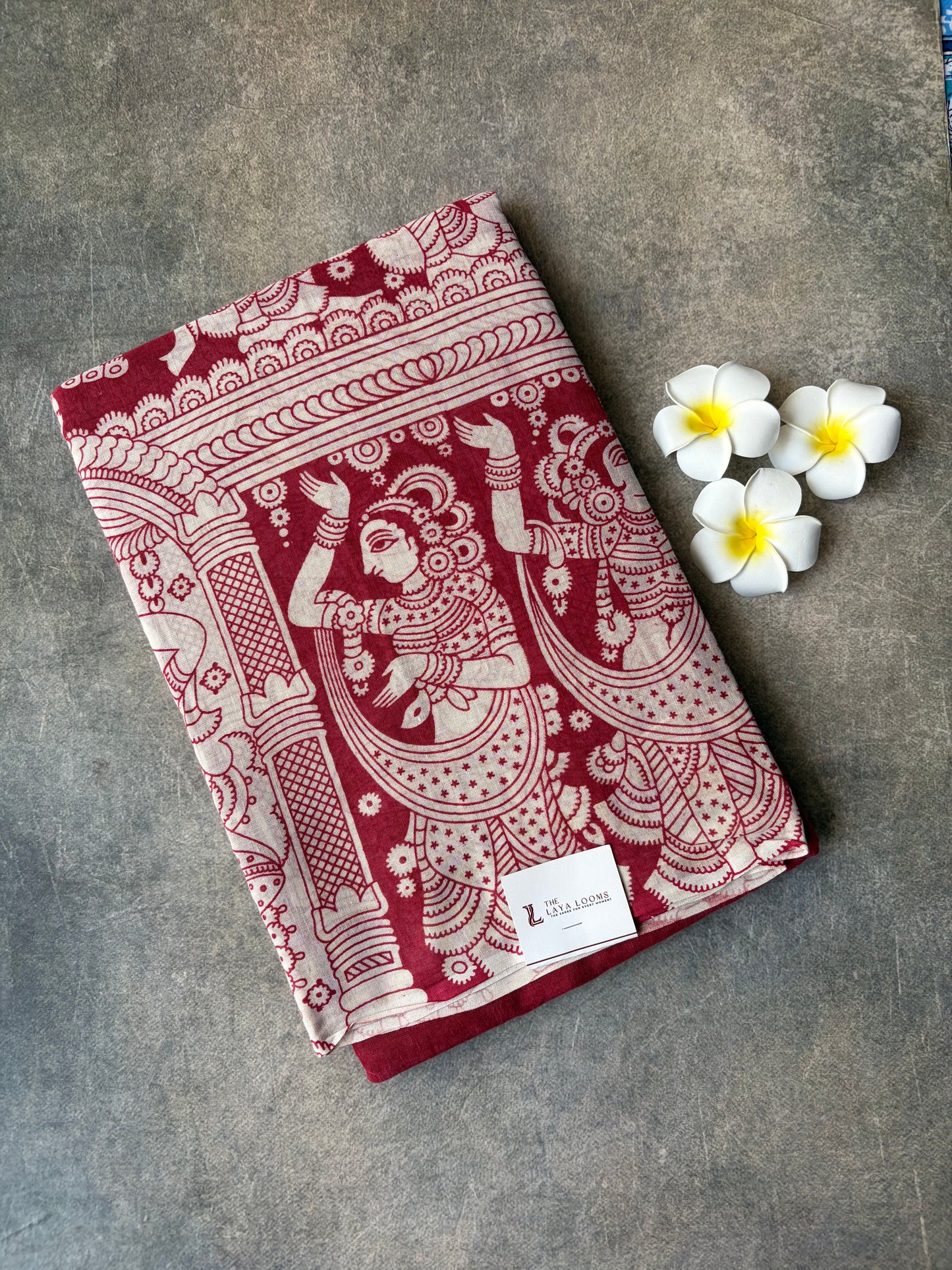 Traditional Kalamkari Soft Cotton Saree Maroon | TLL621