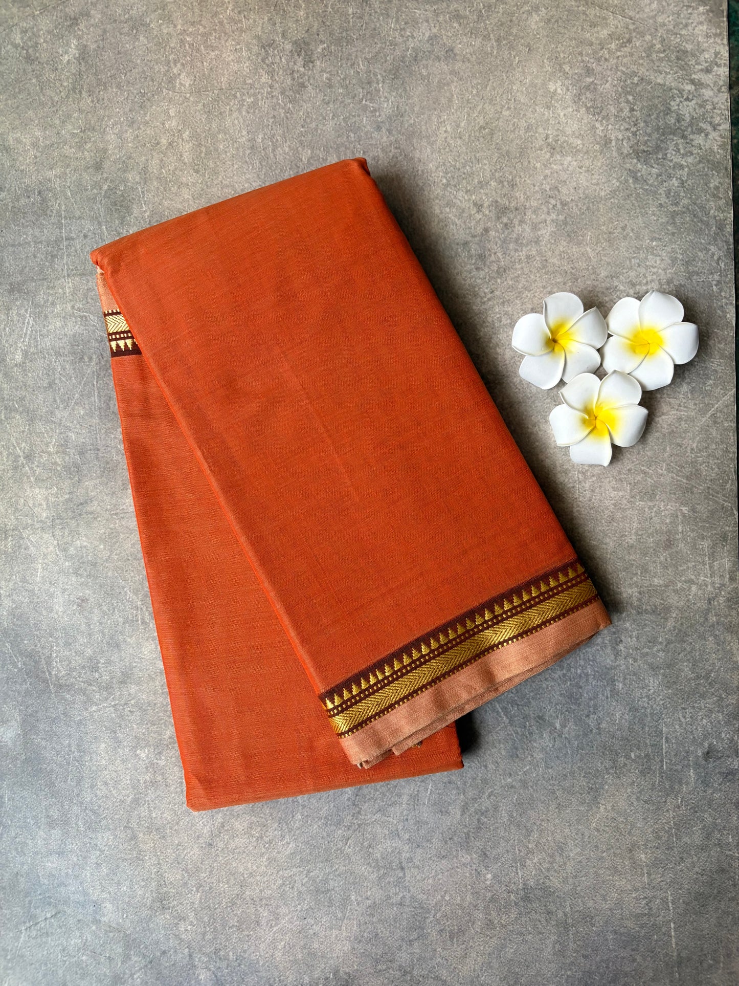 Narayanpet Cotton Saree Rust Orange | TLL436