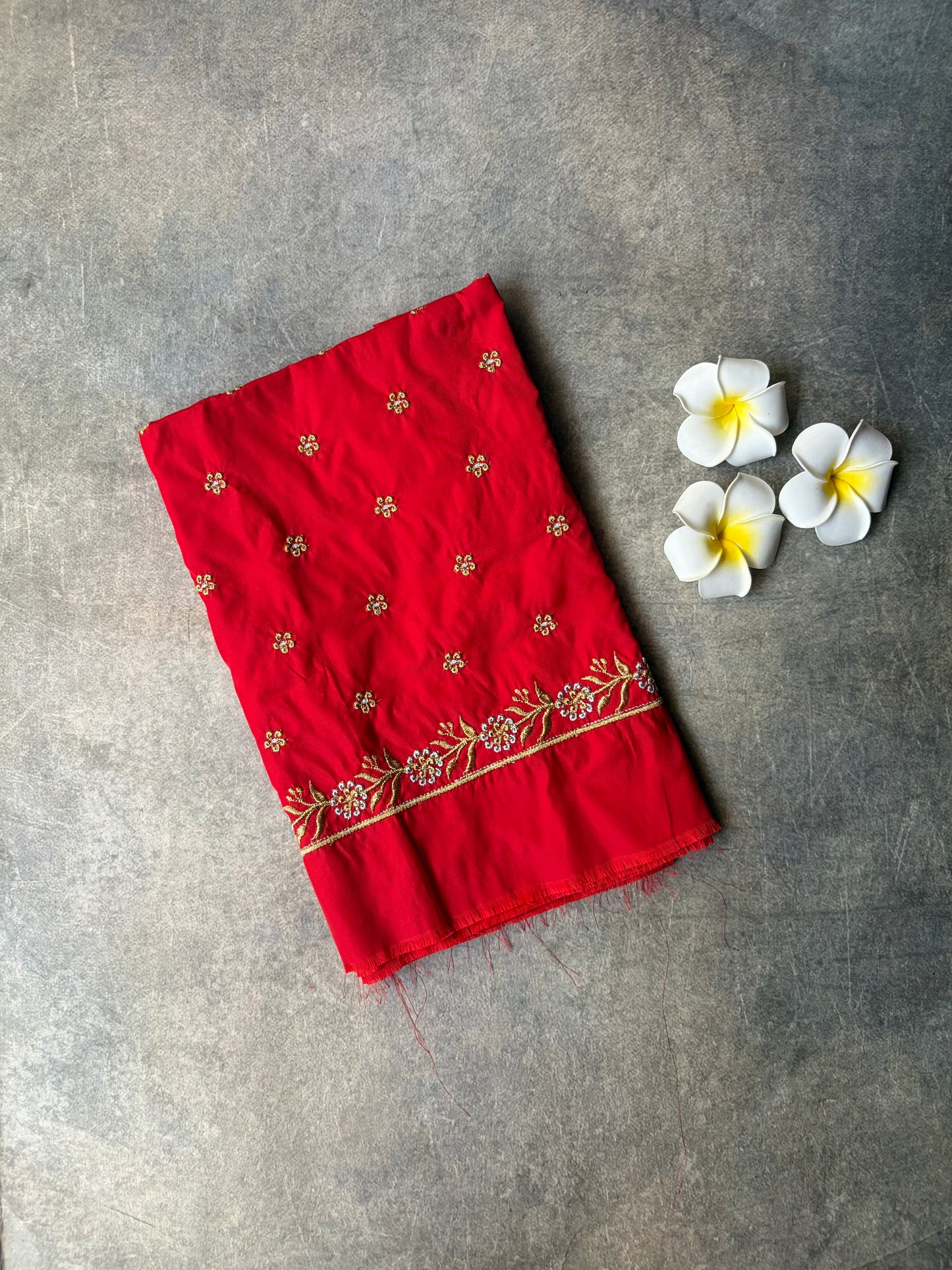 Embroidery Work Silk Blouse Piece Red | TLL356