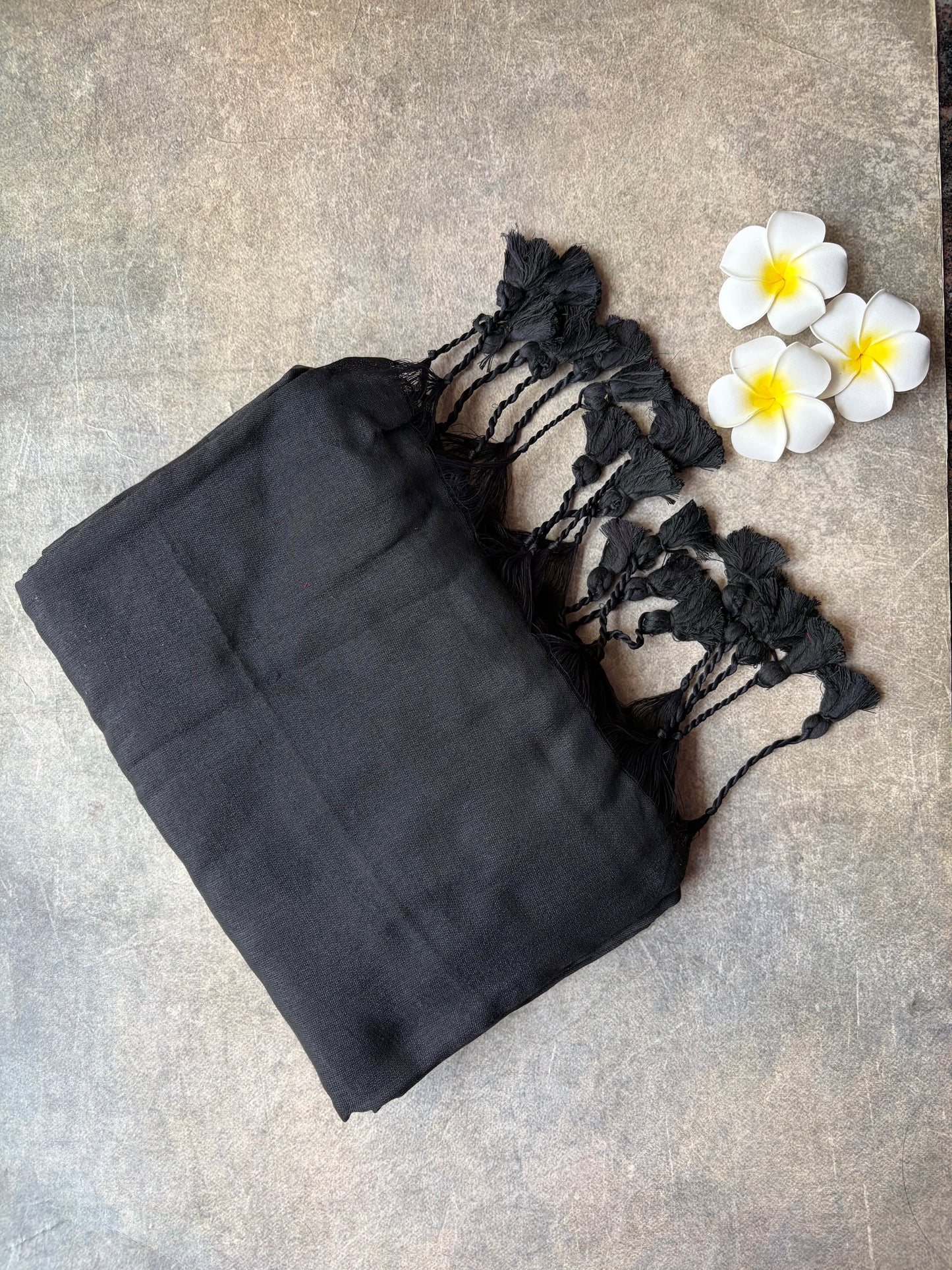 Khadi Cotton Saree Black | TLL712