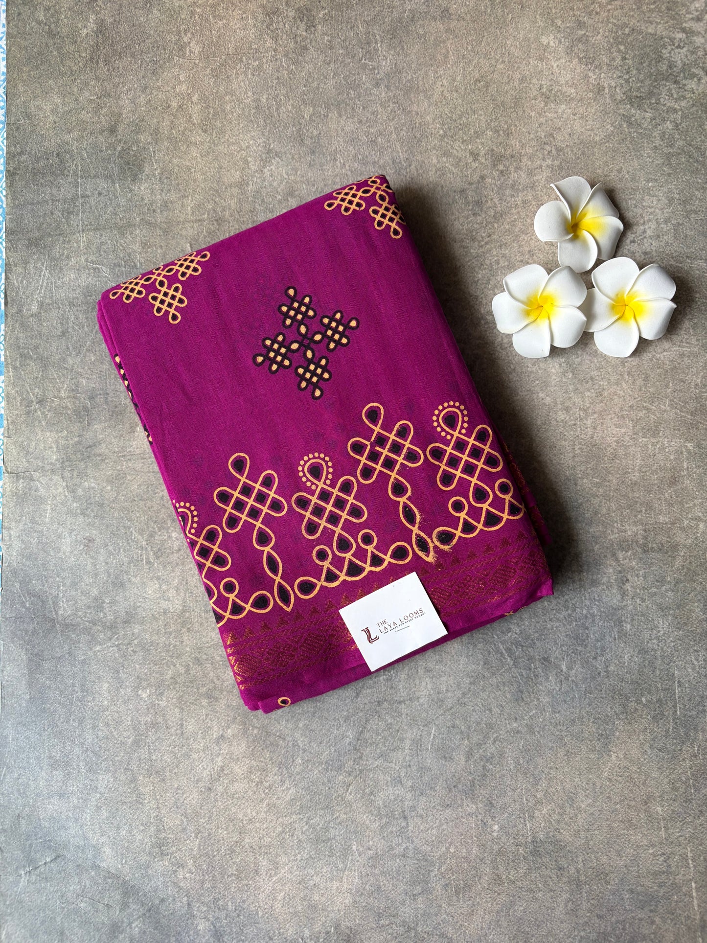 Kolam Printed Sungudi Cotton Saree Pink | TLL633